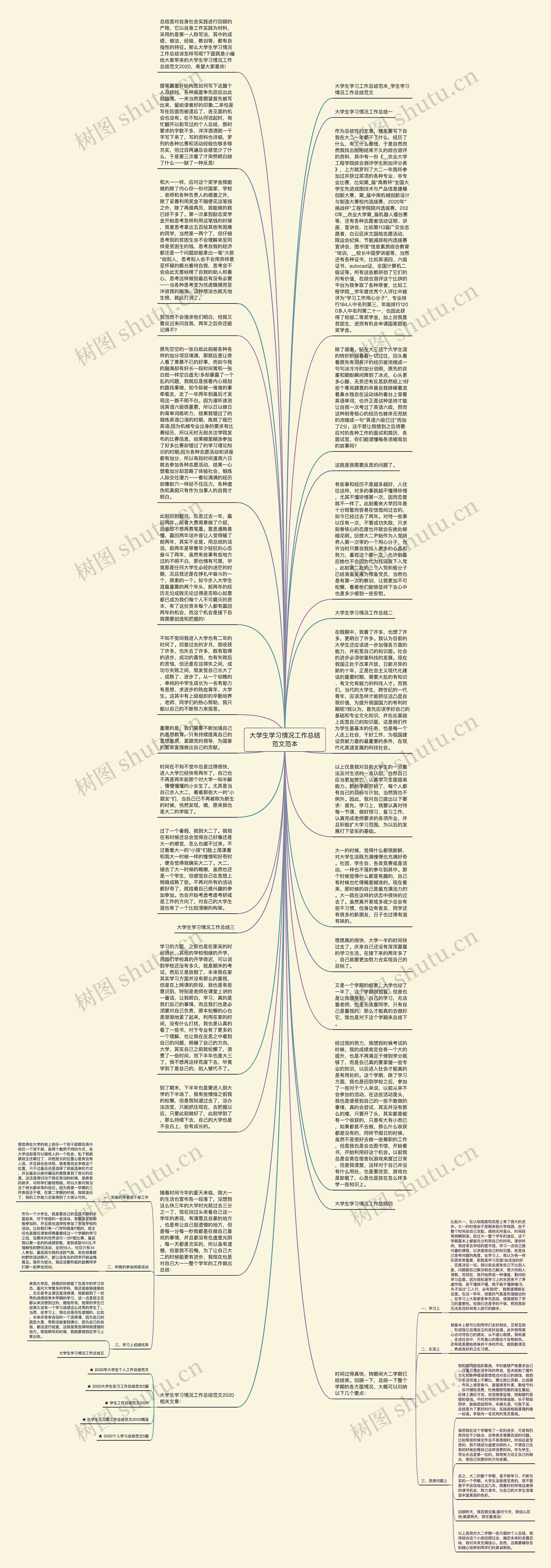大学生学习情况工作总结范文范本思维导图
