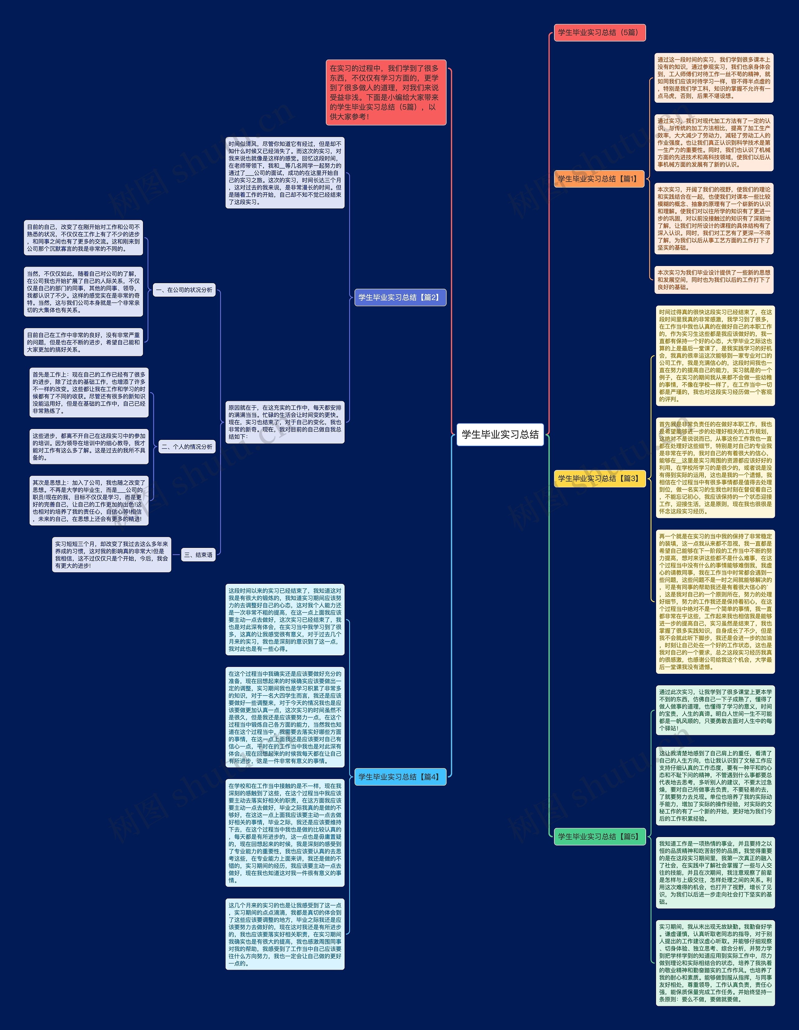 学生毕业实习总结思维导图