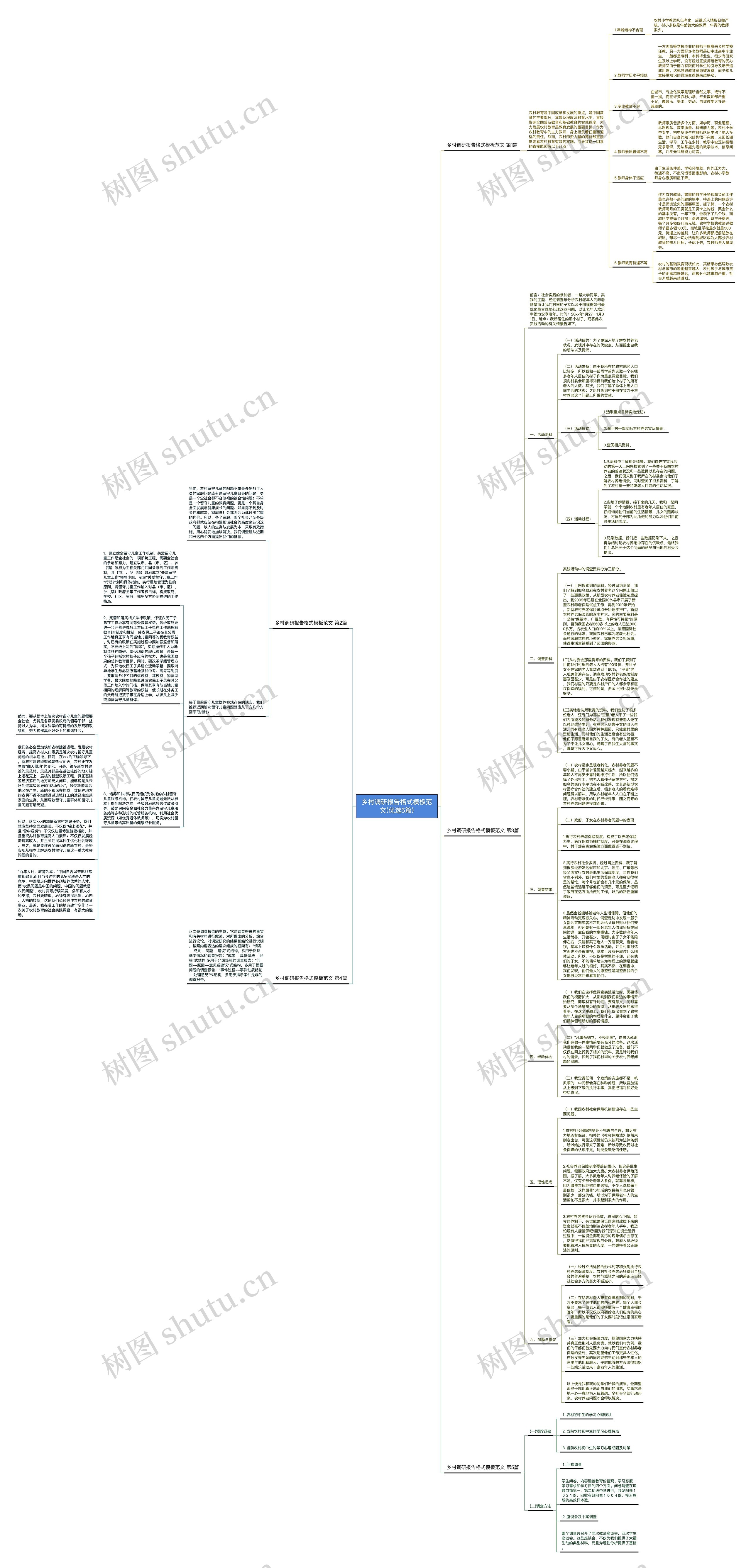 乡村调研报告格式范文(优选5篇)思维导图