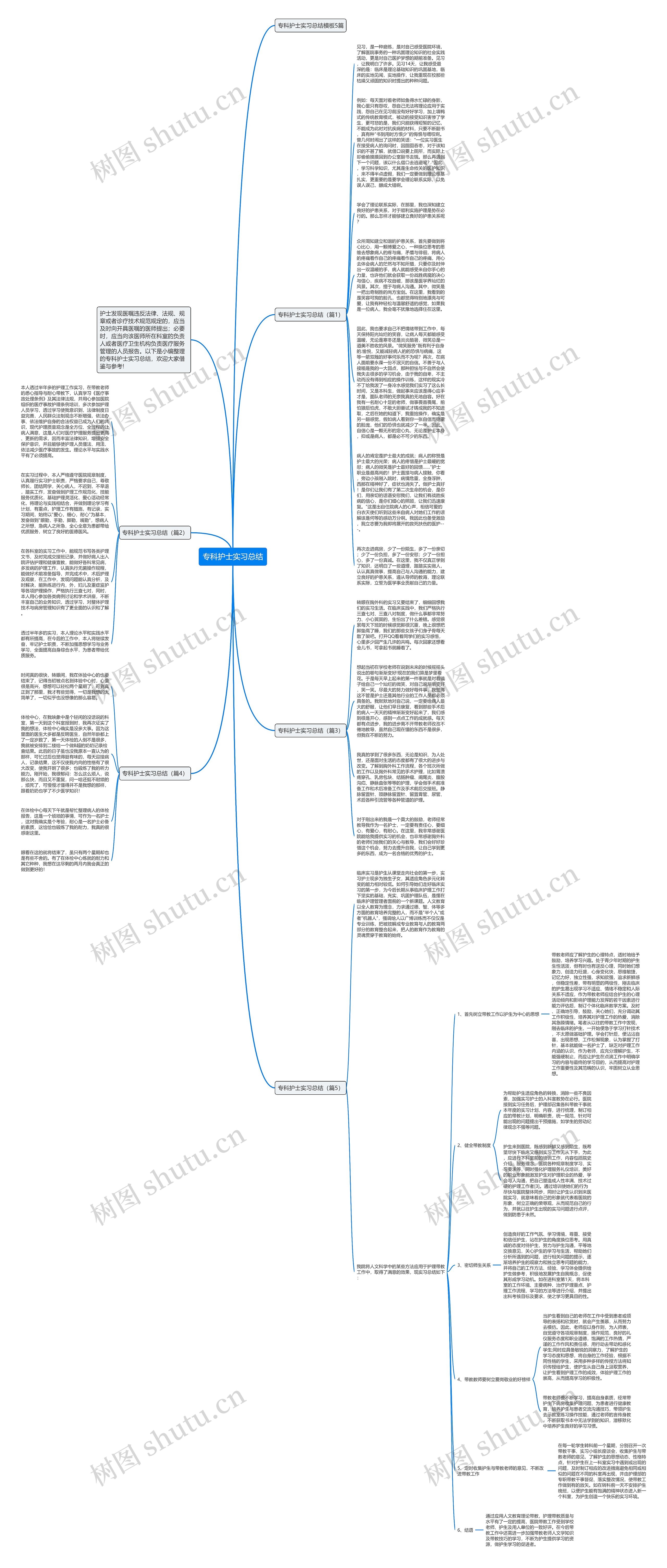 专科护士实习总结思维导图