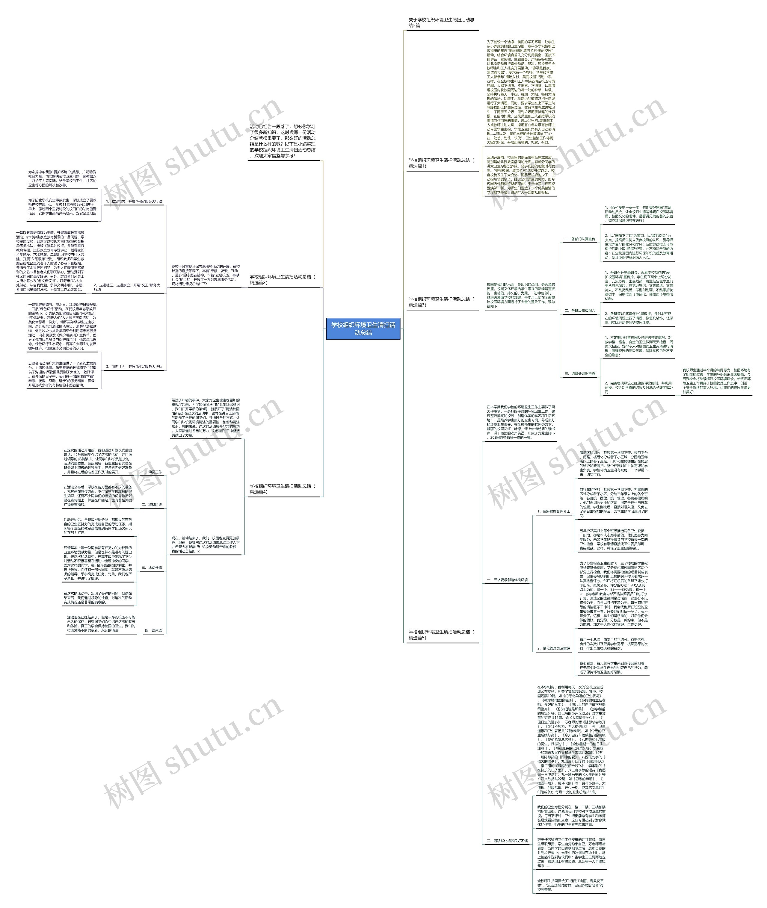 学校组织环境卫生清扫活动总结思维导图