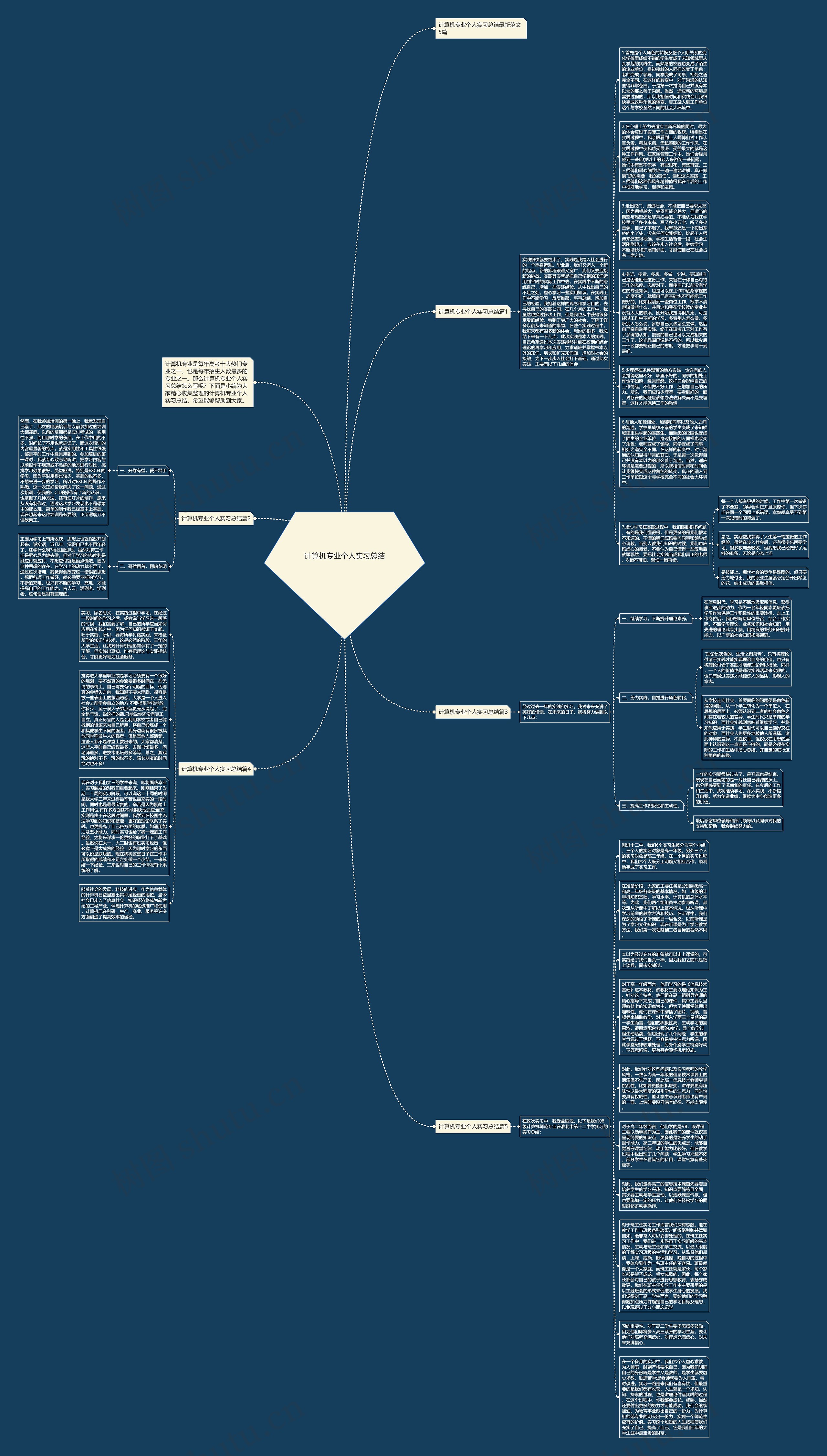 计算机专业个人实习总结思维导图
