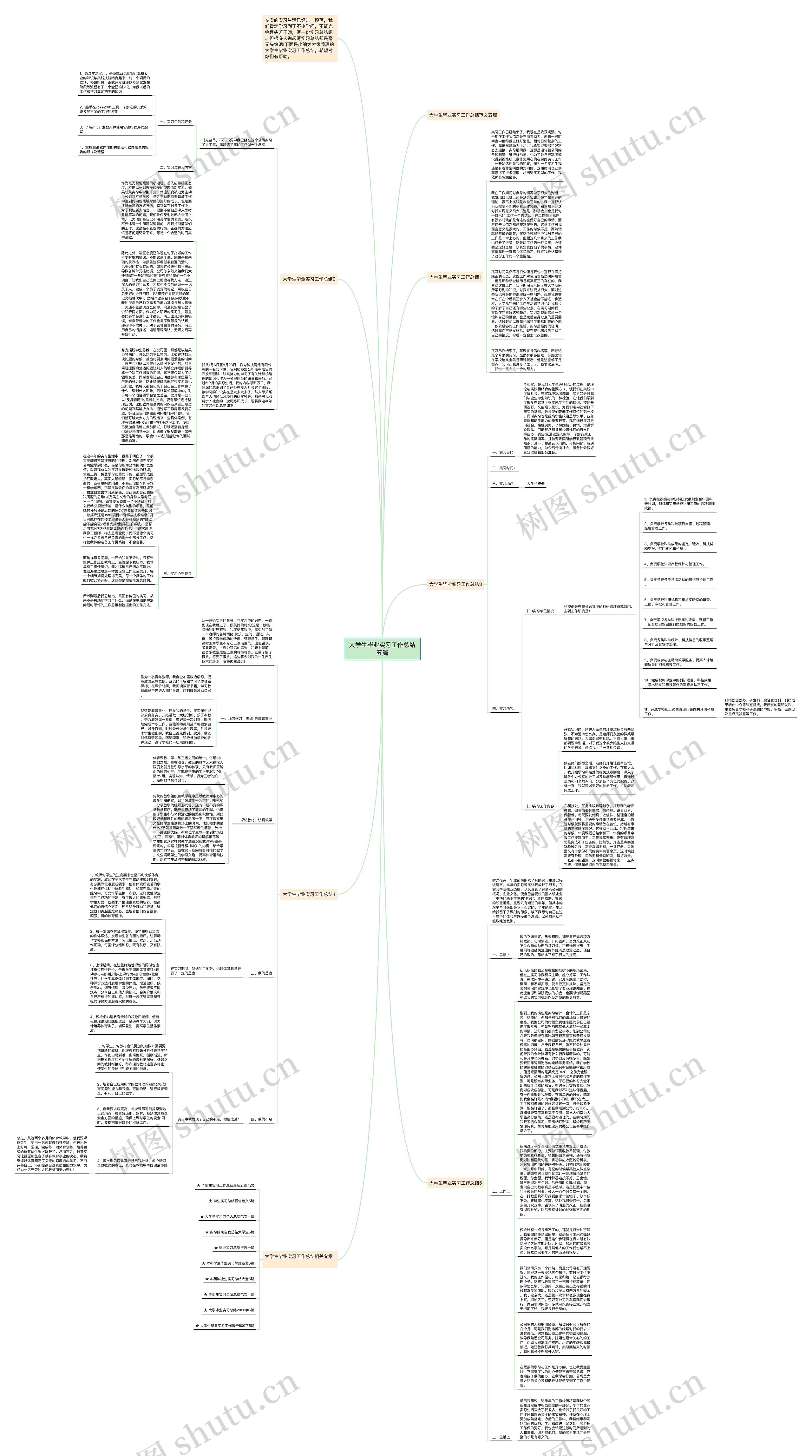 大学生毕业实习工作总结五篇思维导图