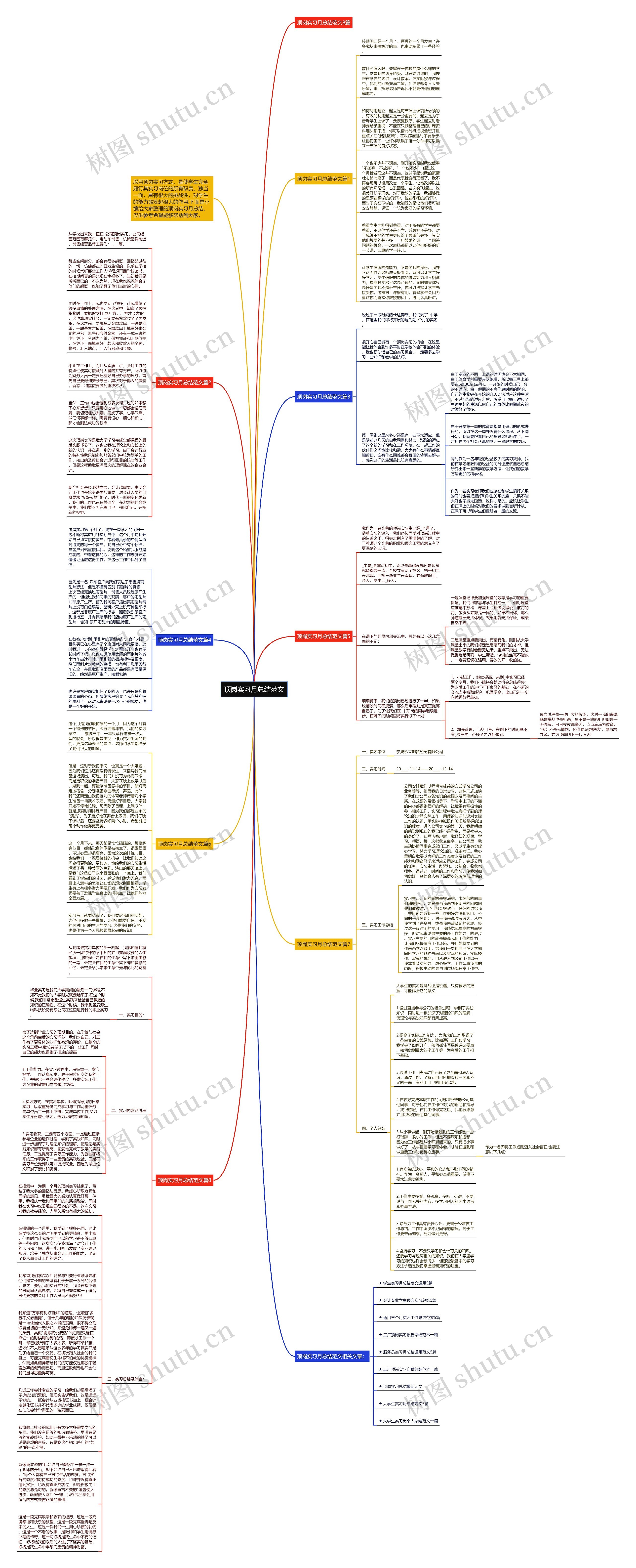 顶岗实习月总结范文思维导图