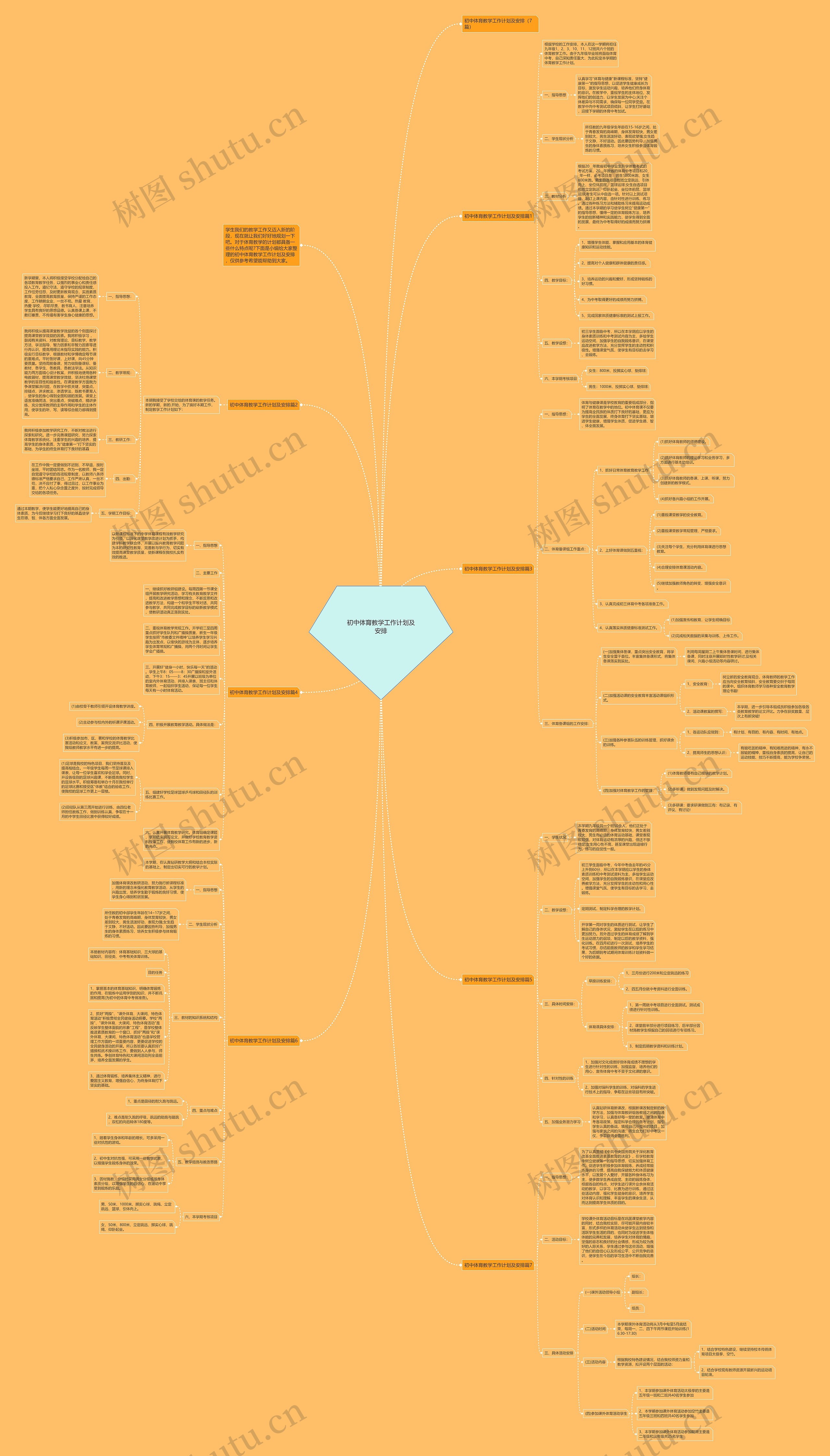 初中体育教学工作计划及安排思维导图