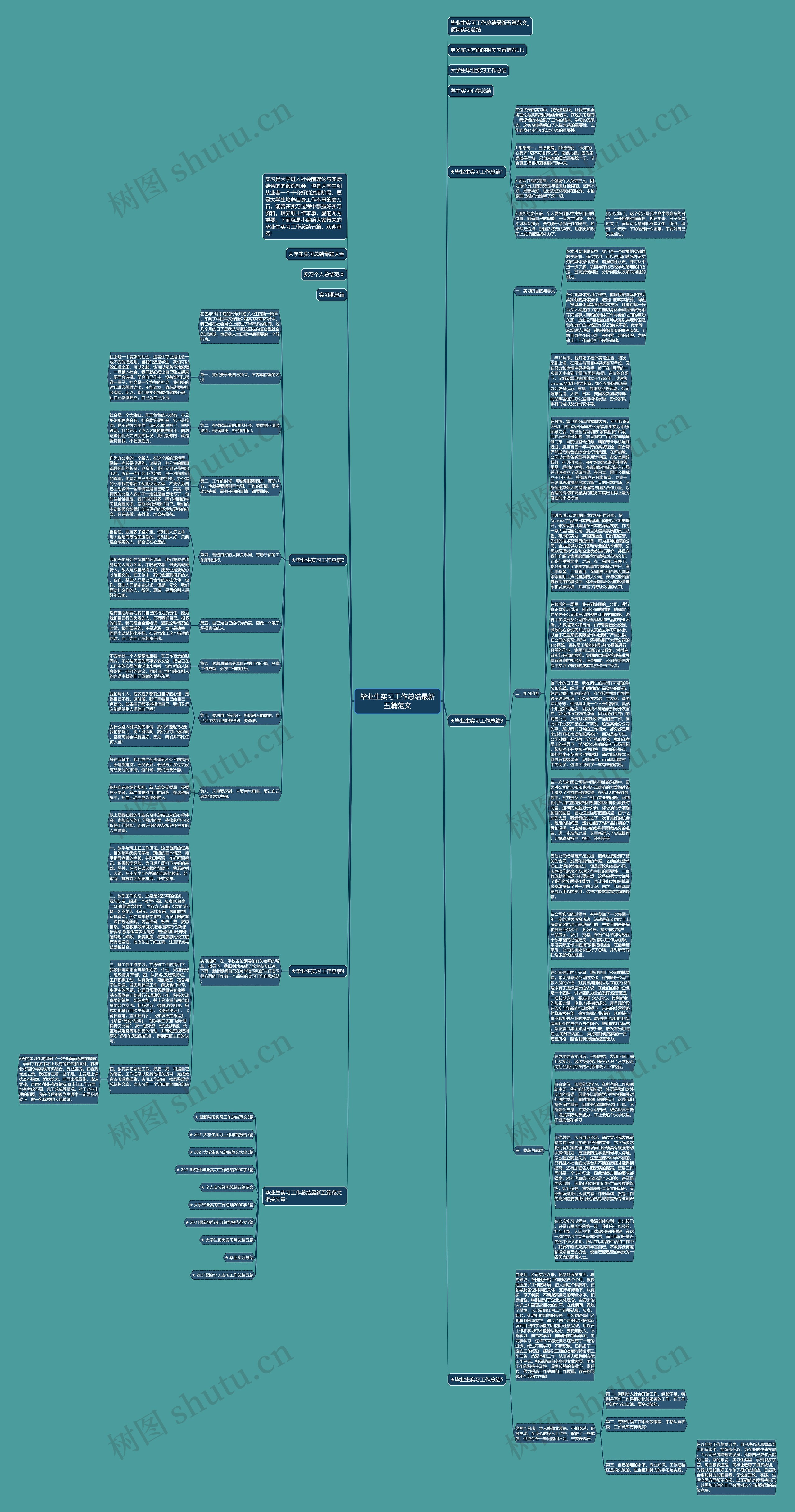毕业生实习工作总结最新五篇范文思维导图