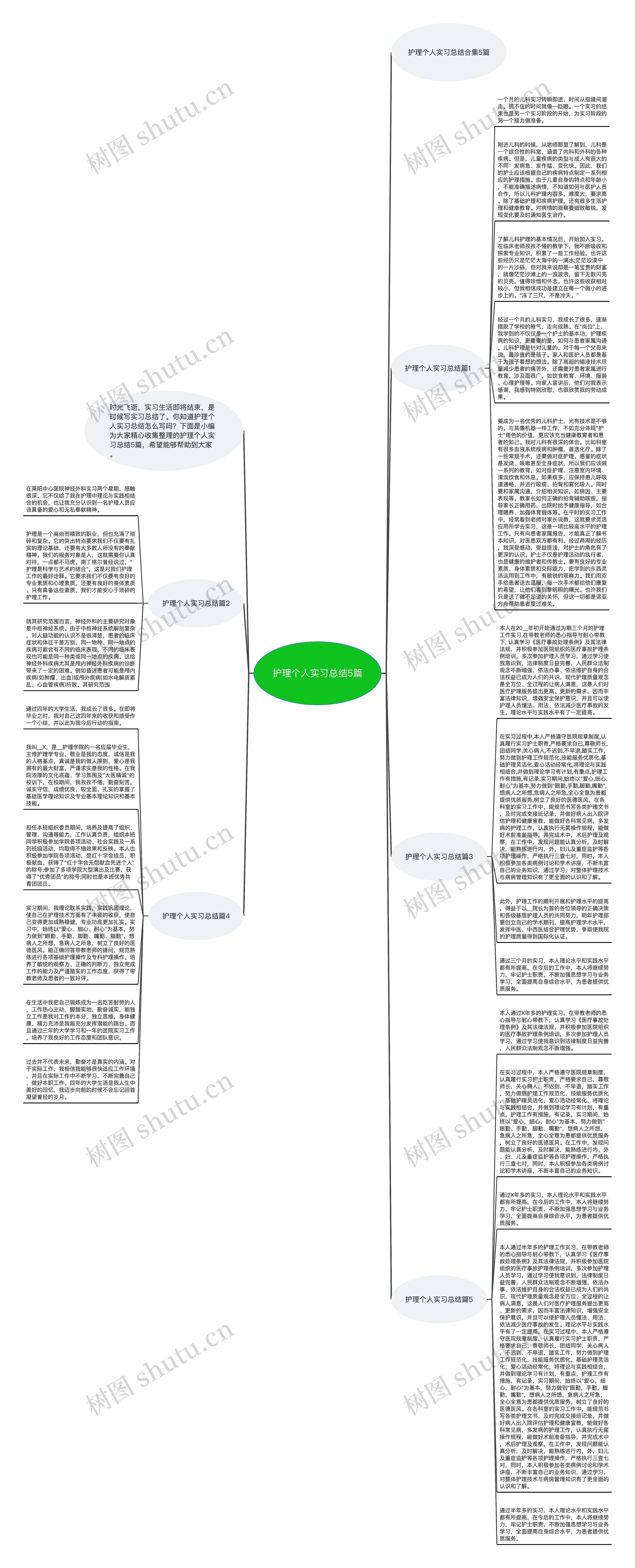 护理个人实习总结5篇思维导图