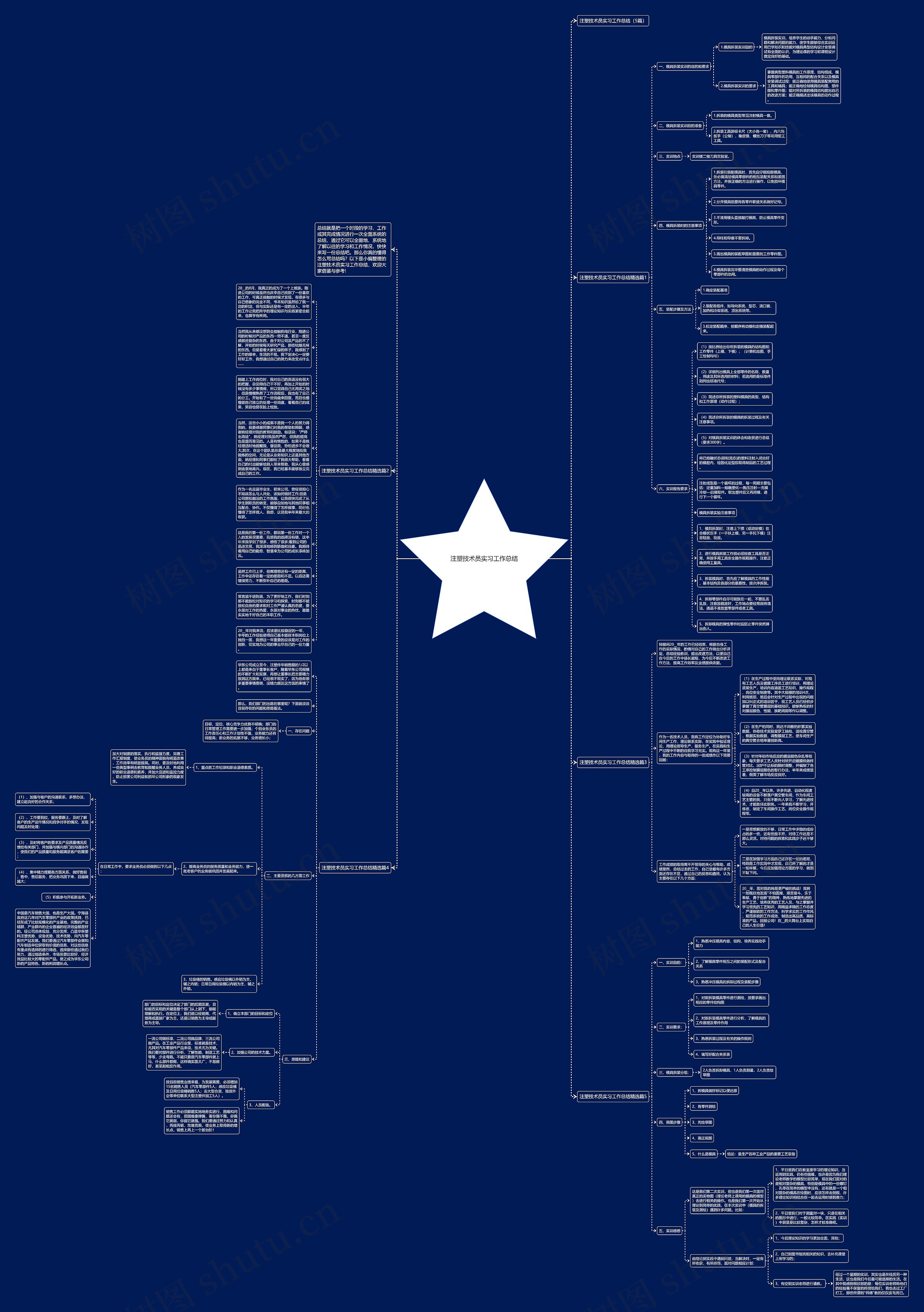 注塑技术员实习工作总结思维导图
