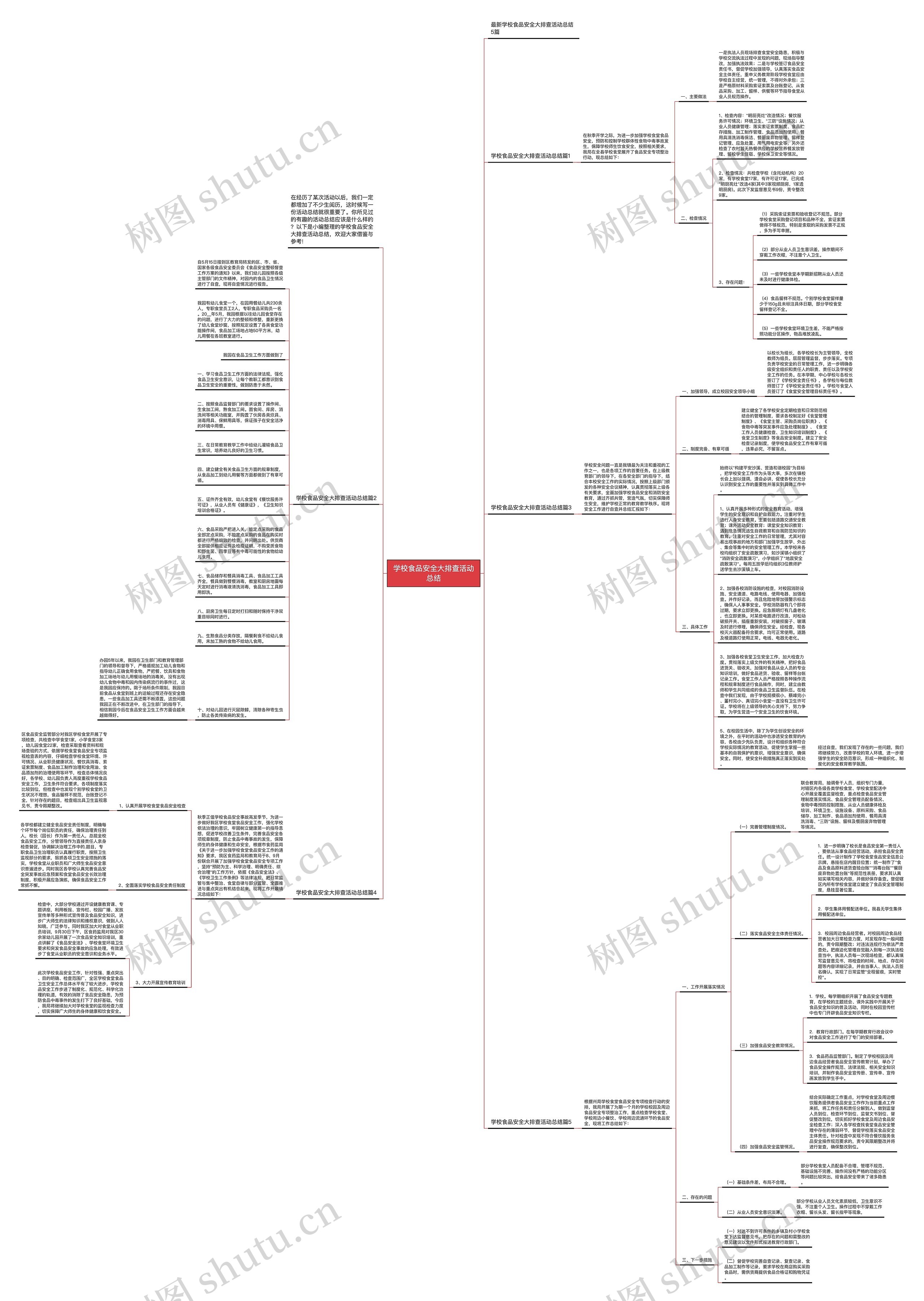 学校食品安全大排查活动总结思维导图