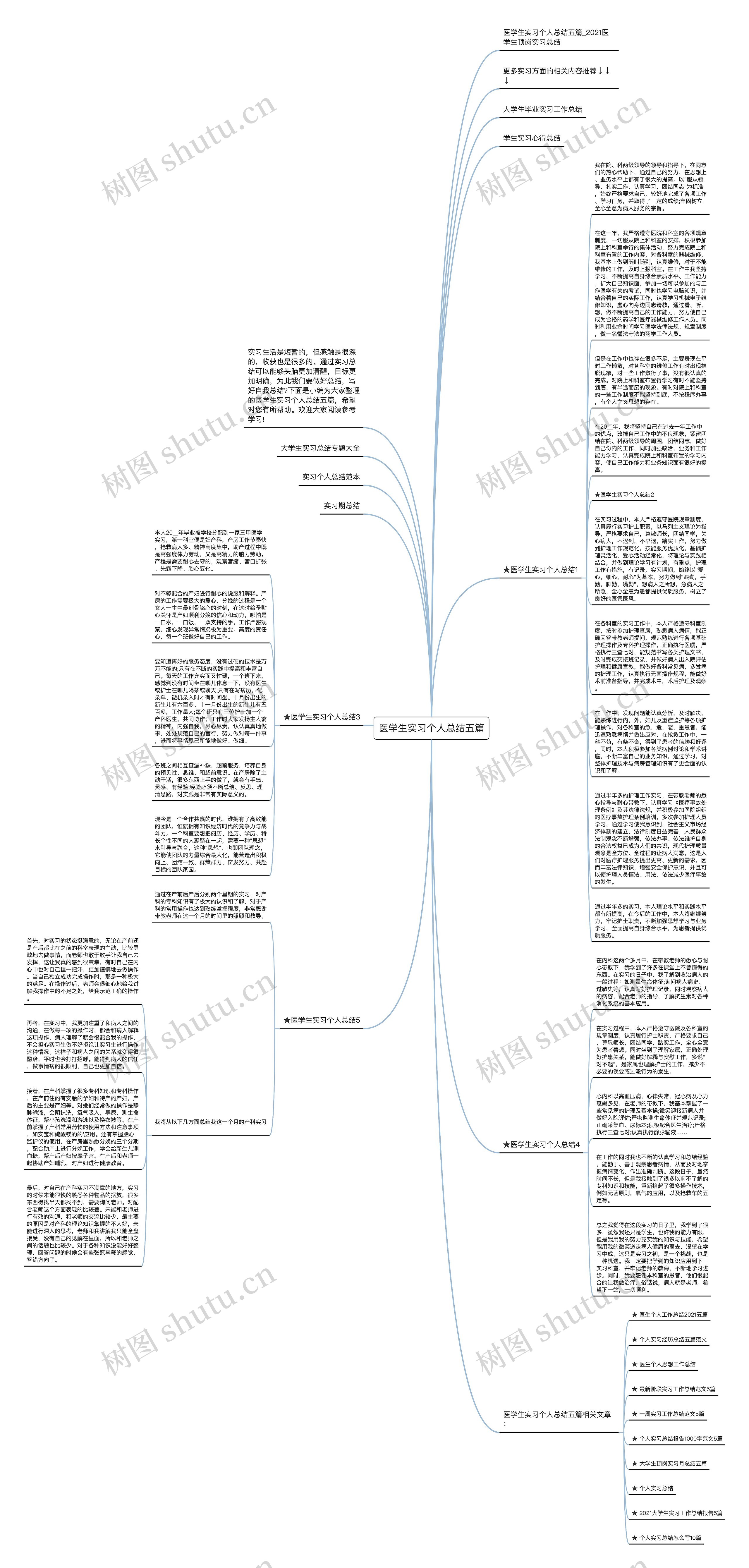 医学生实习个人总结五篇思维导图