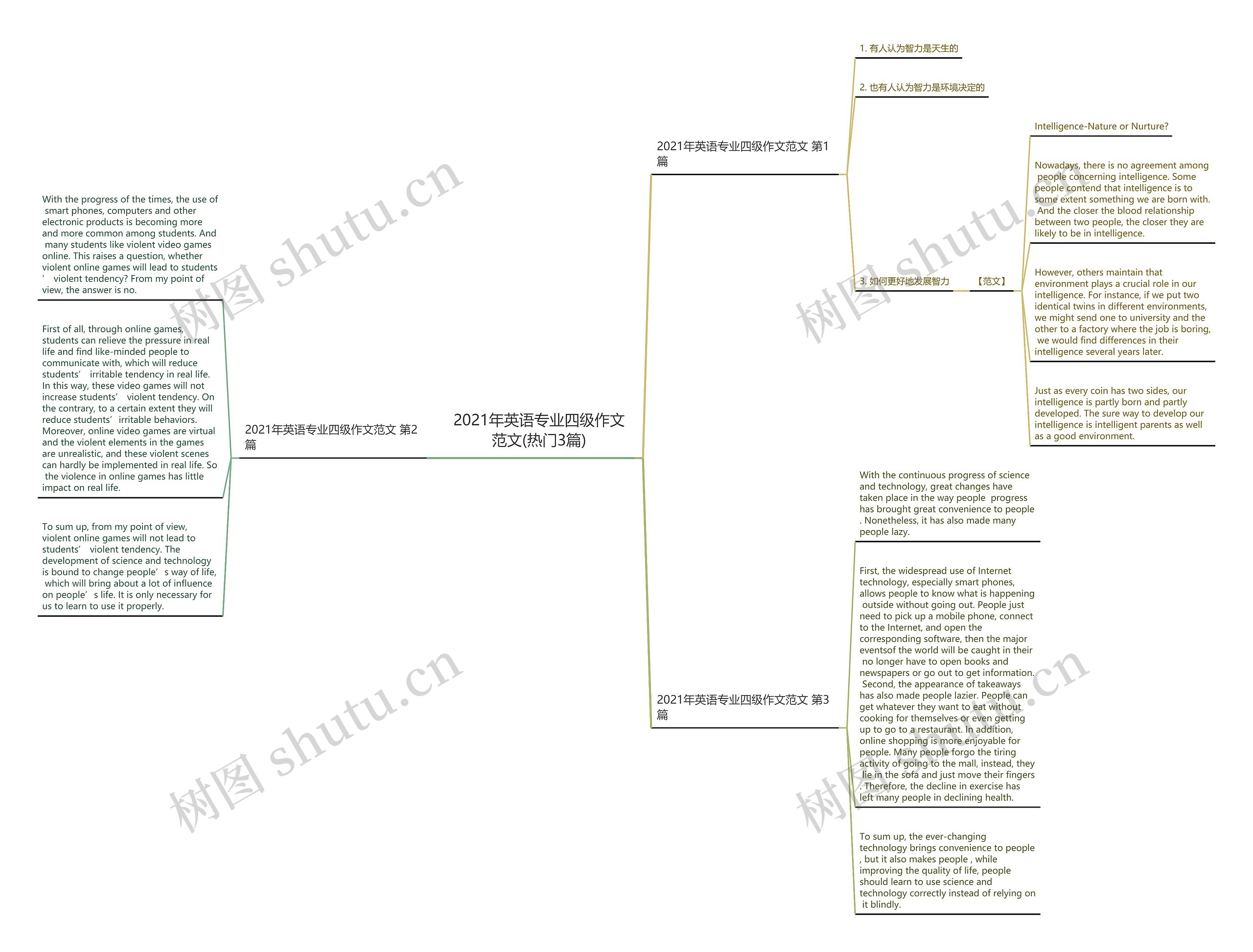 2021年英语专业四级作文范文(热门3篇)思维导图