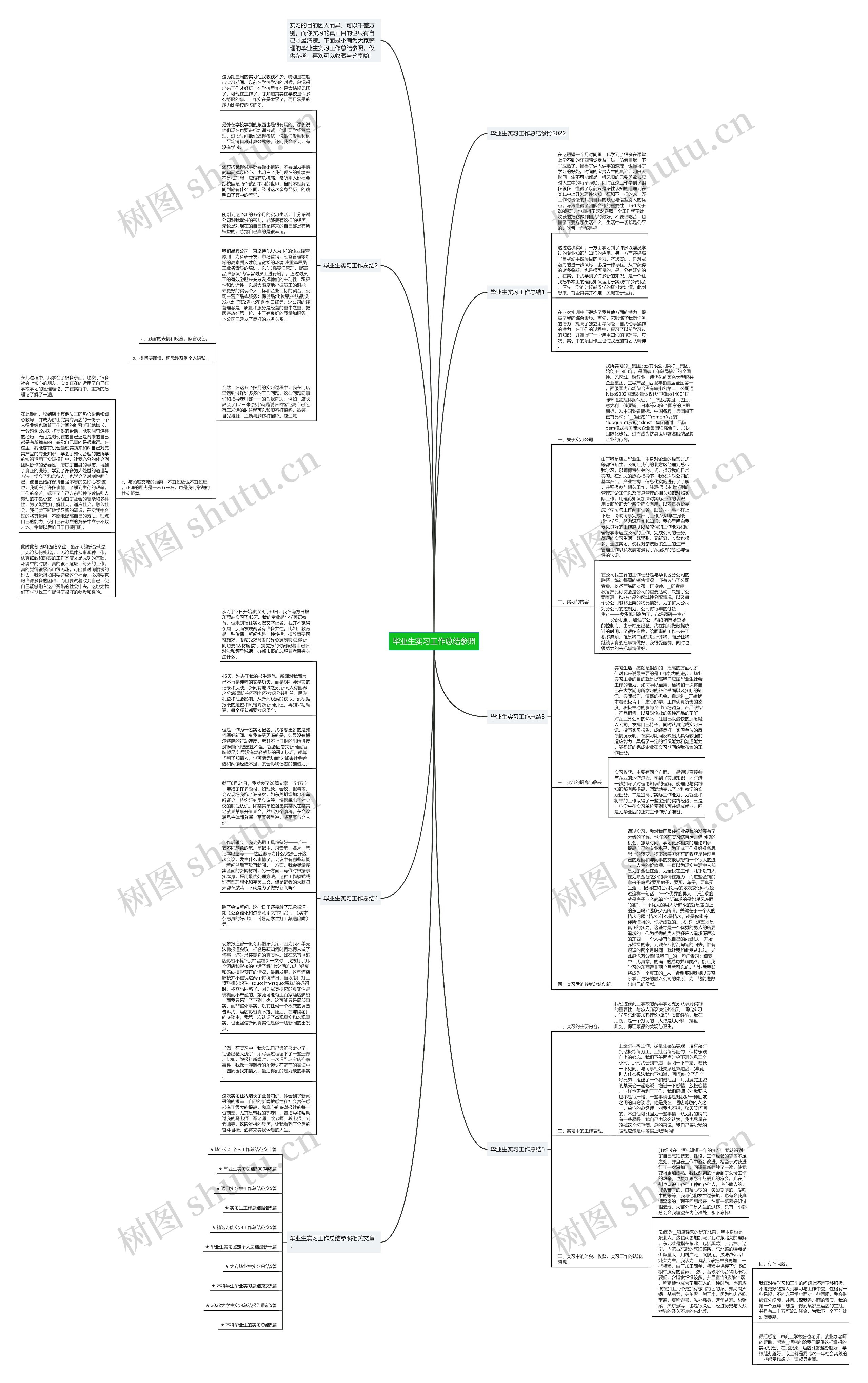 毕业生实习工作总结参照思维导图