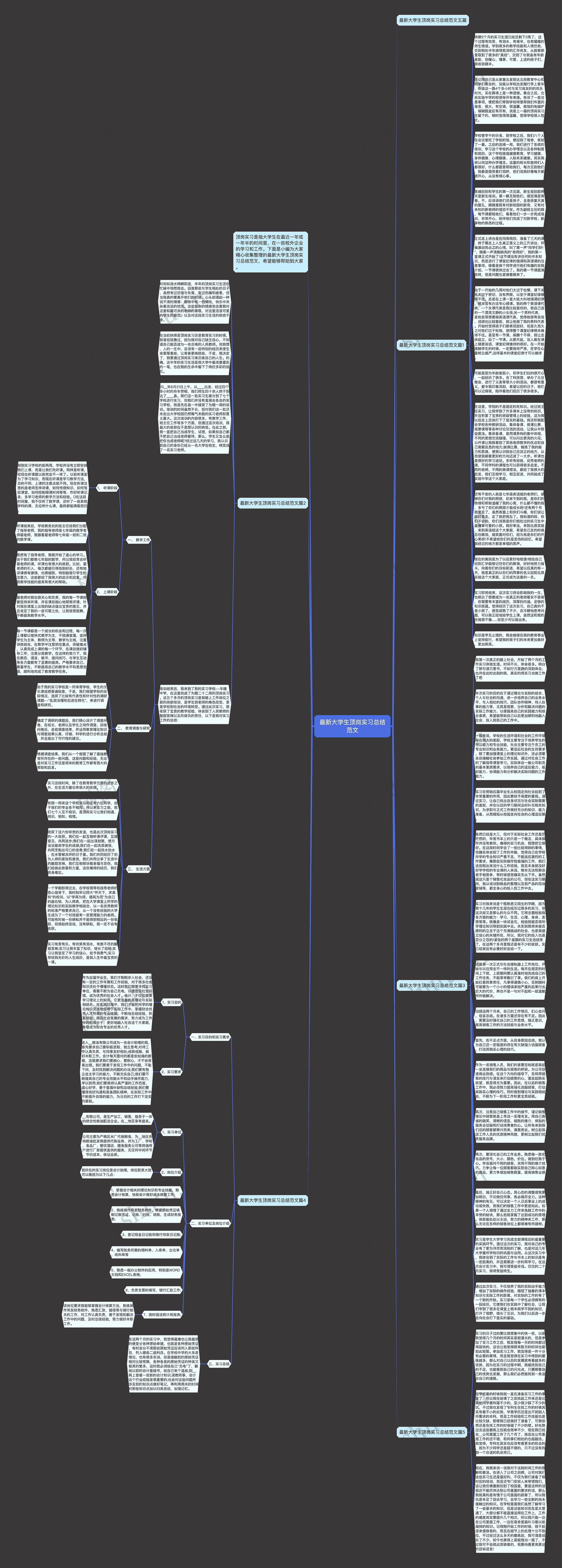 最新大学生顶岗实习总结范文思维导图