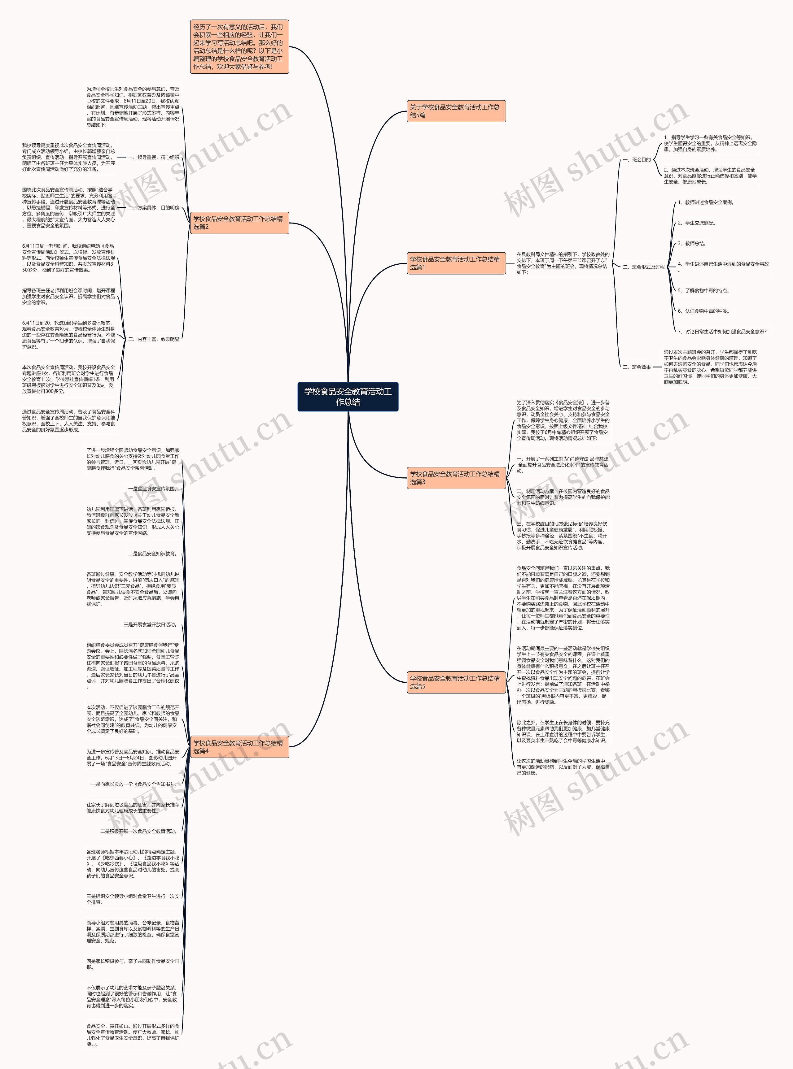 学校食品安全教育活动工作总结思维导图