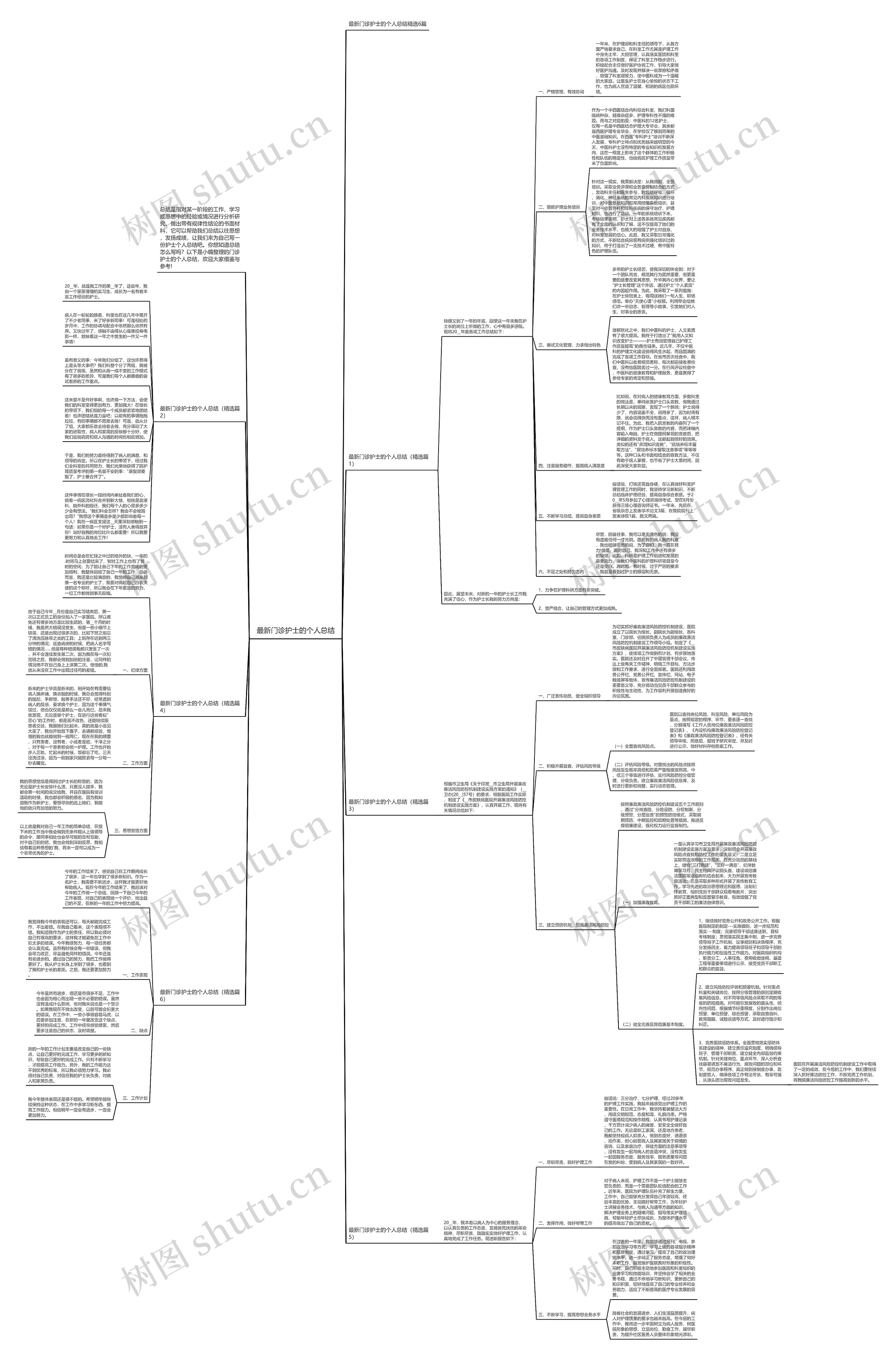 最新门诊护士的个人总结思维导图