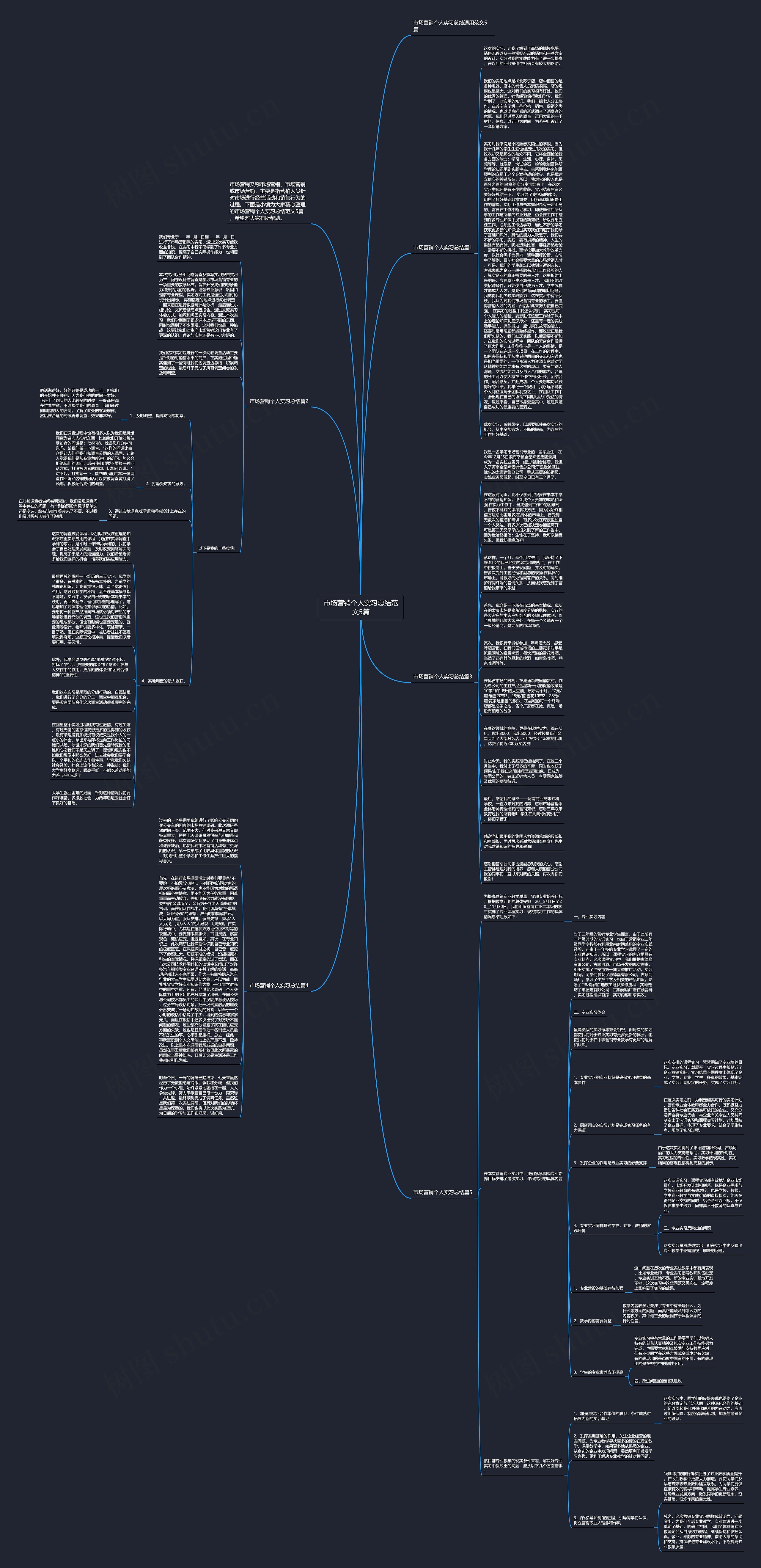 市场营销个人实习总结范文5篇思维导图