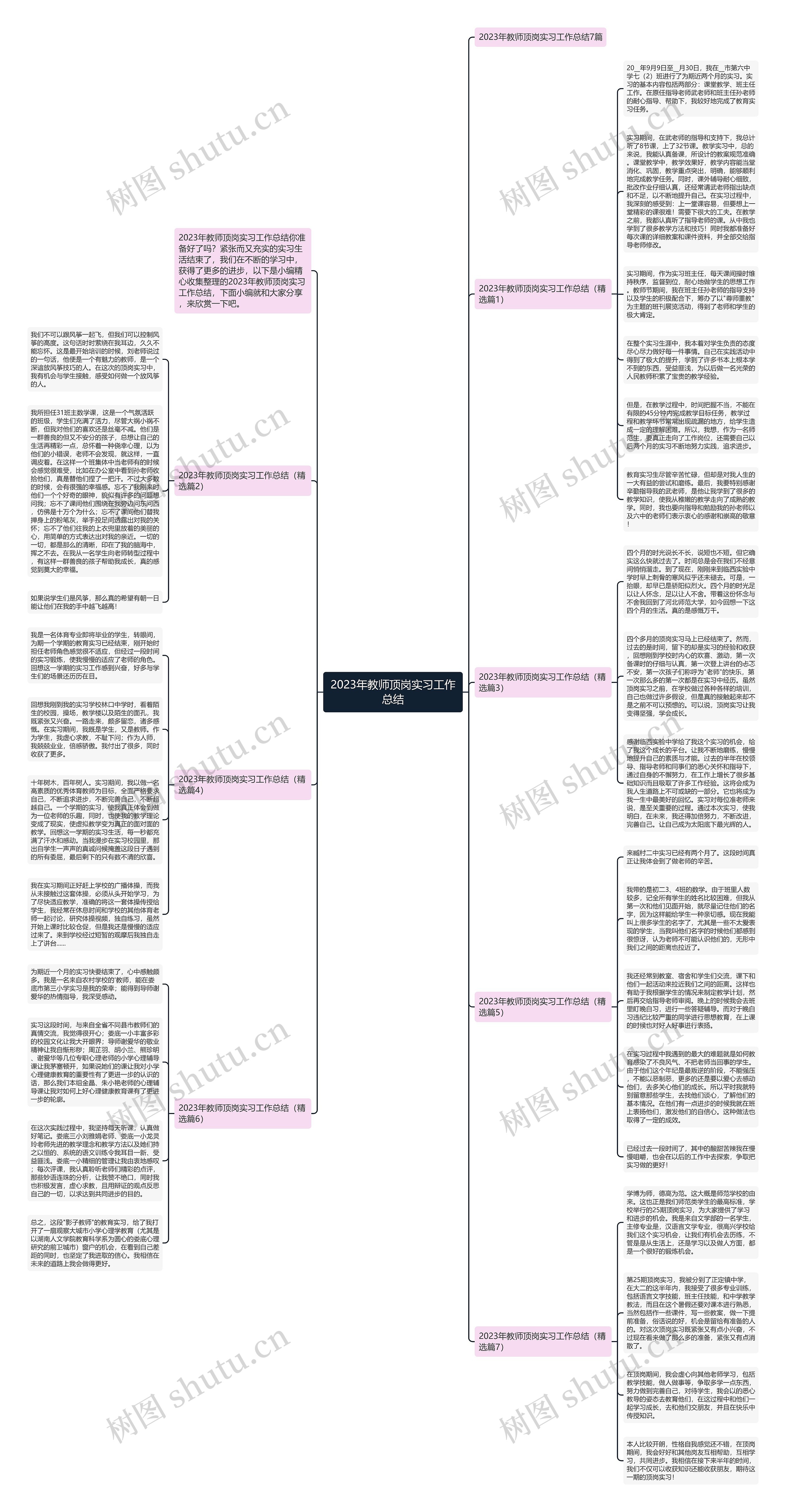 2023年教师顶岗实习工作总结思维导图