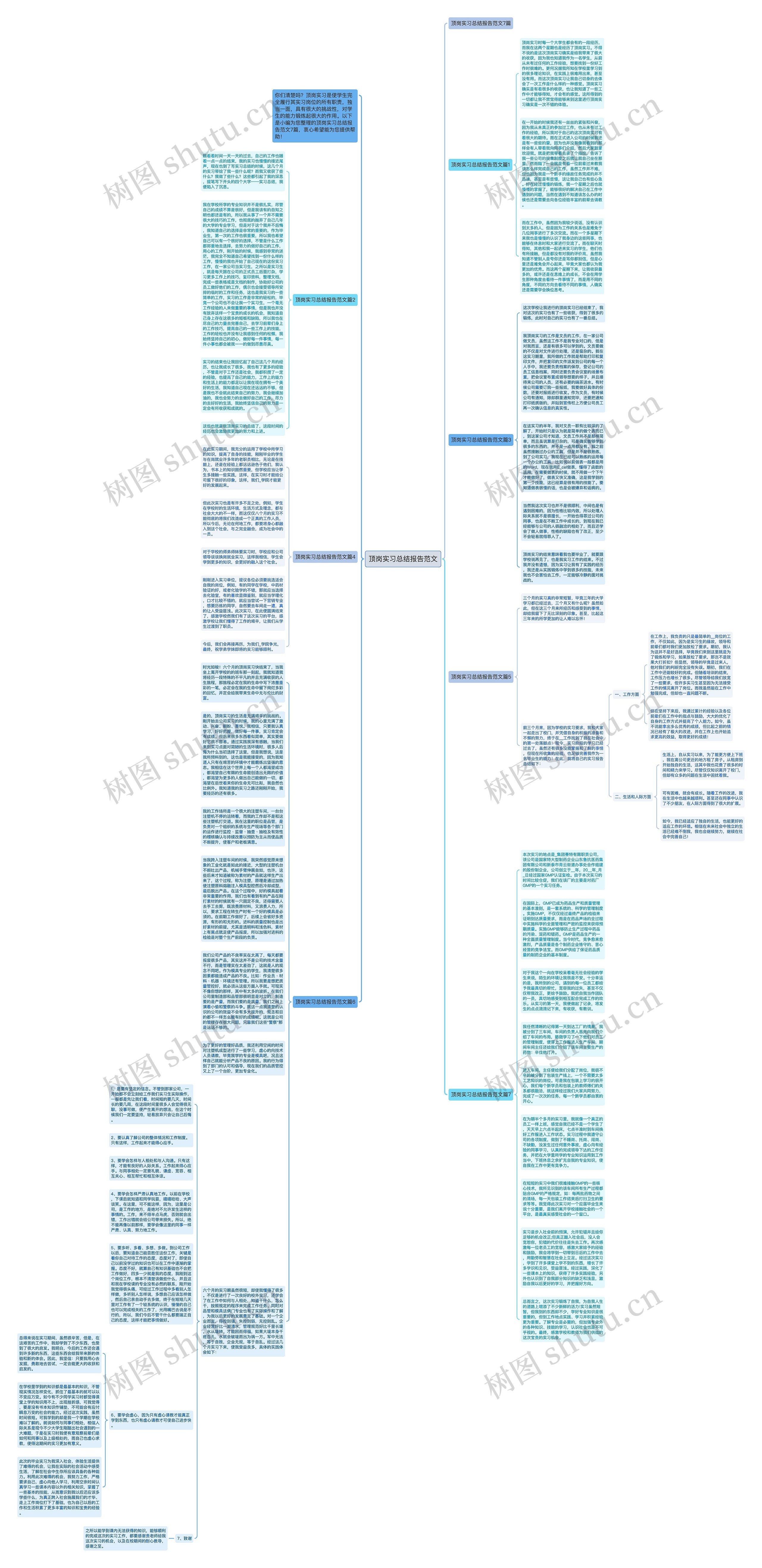 顶岗实习总结报告范文思维导图