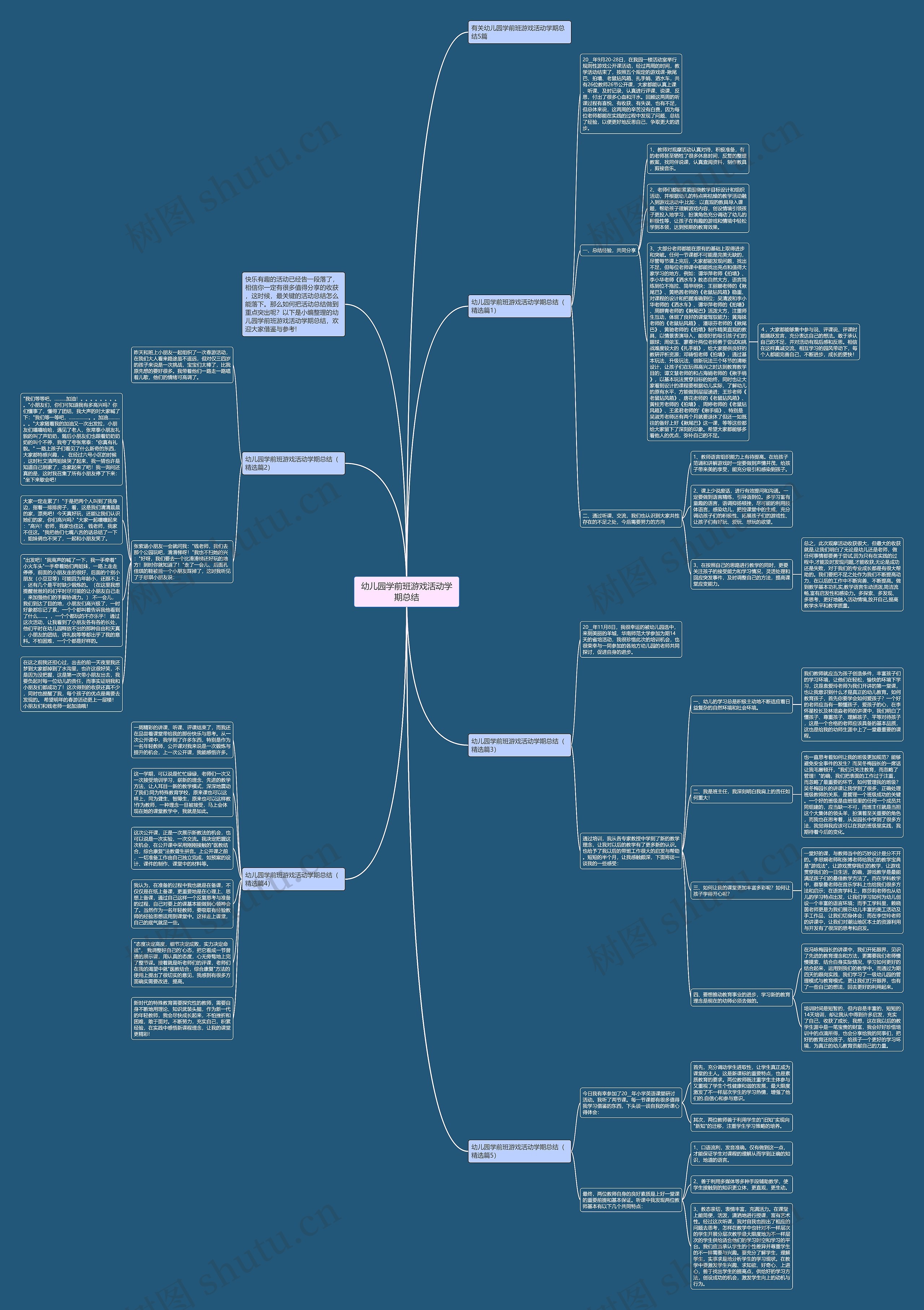 幼儿园学前班游戏活动学期总结思维导图