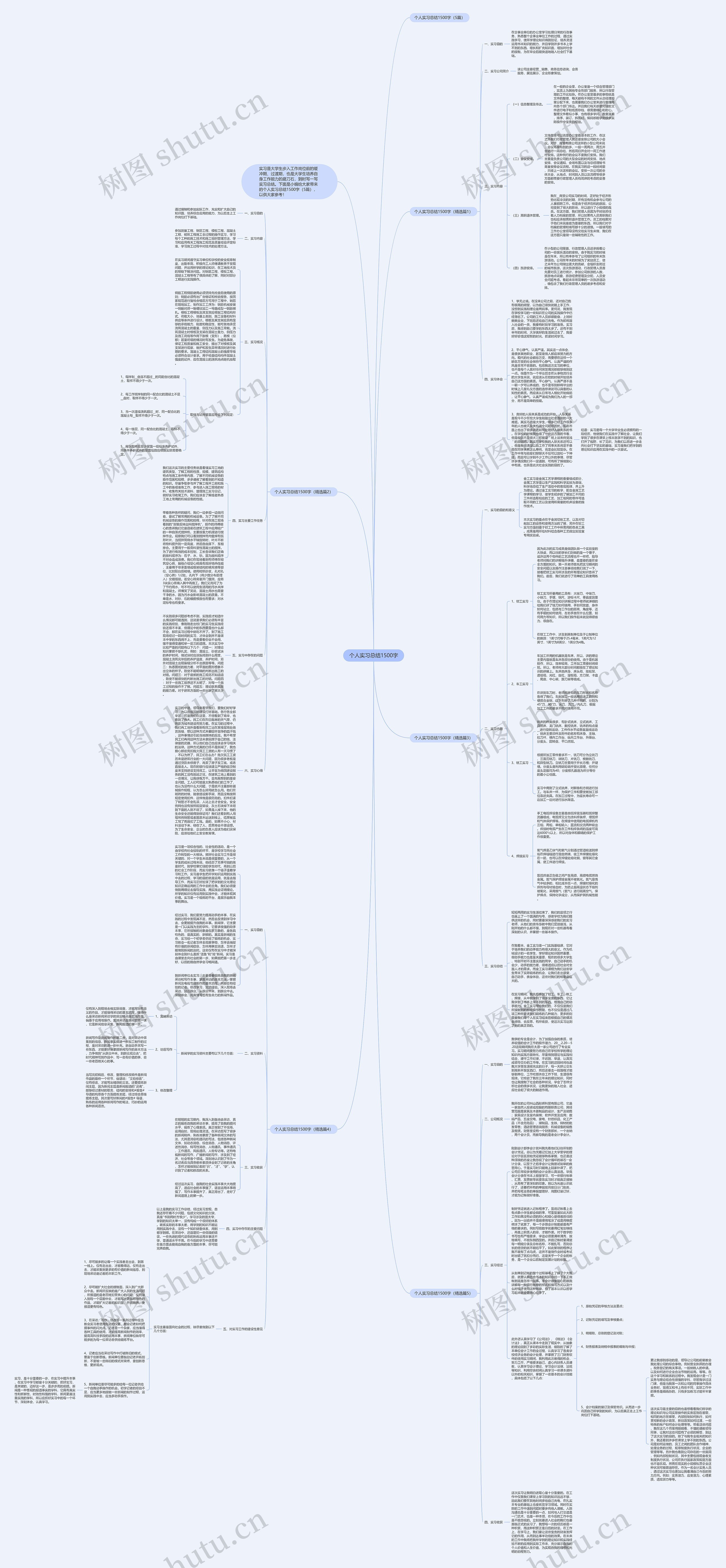 个人实习总结1500字思维导图