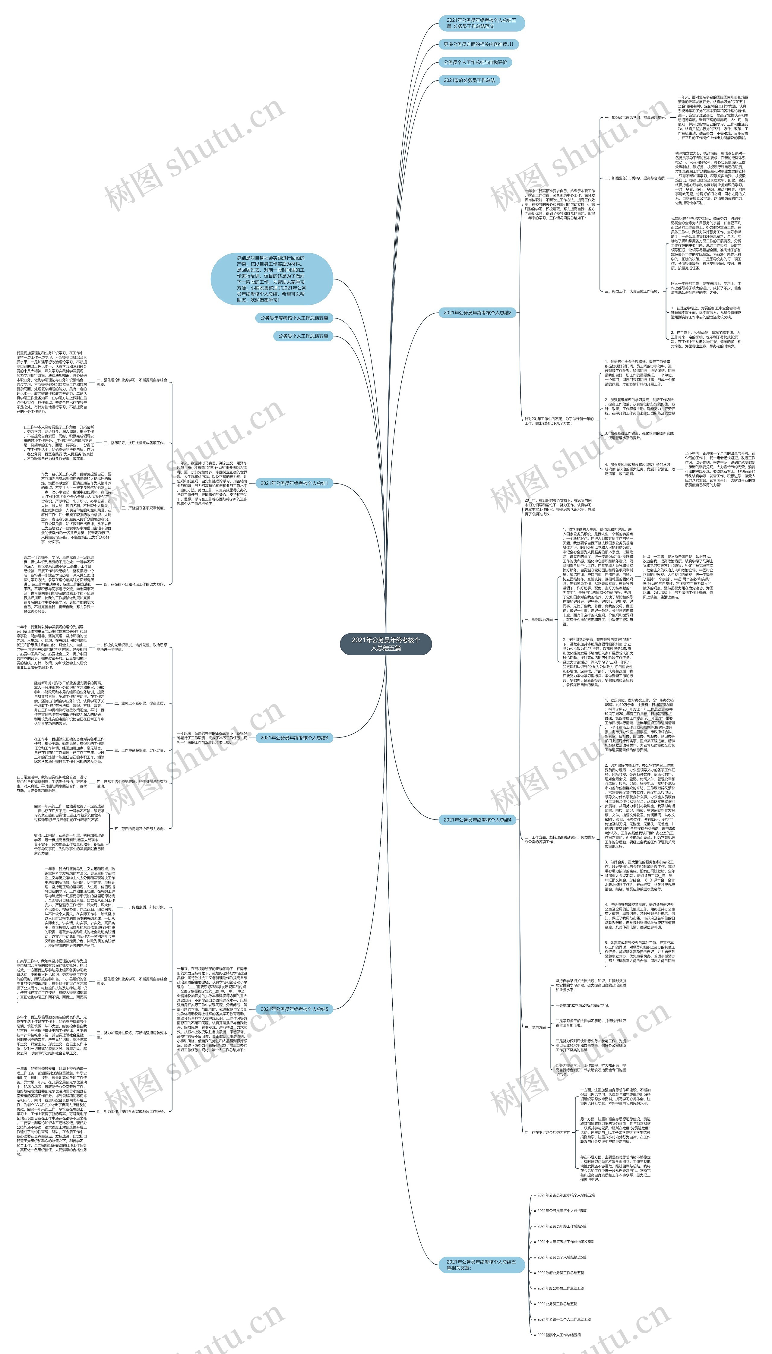 2021年公务员年终考核个人总结五篇思维导图