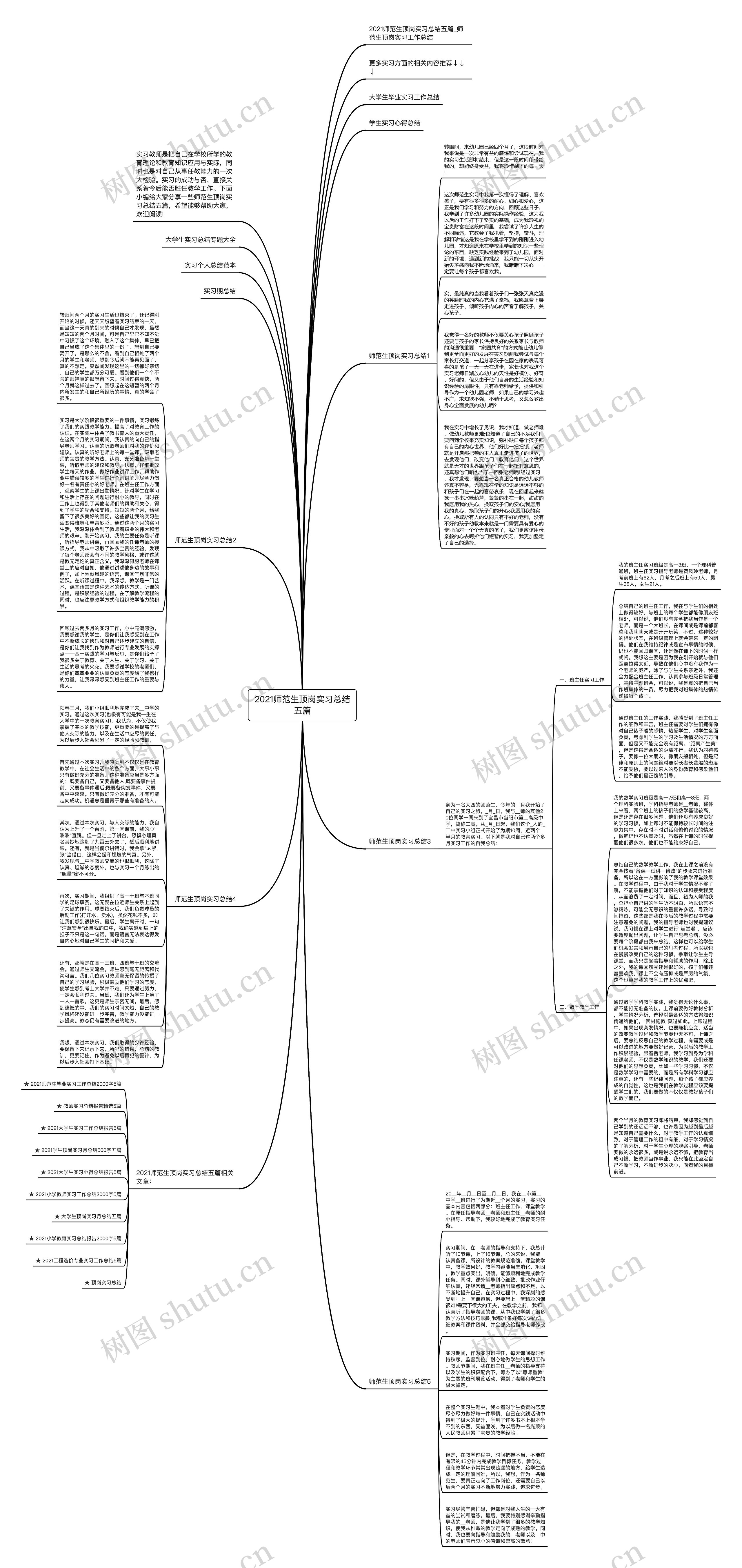 2021师范生顶岗实习总结五篇思维导图高清图 2021师范生顶岗实习总结五篇思维导图