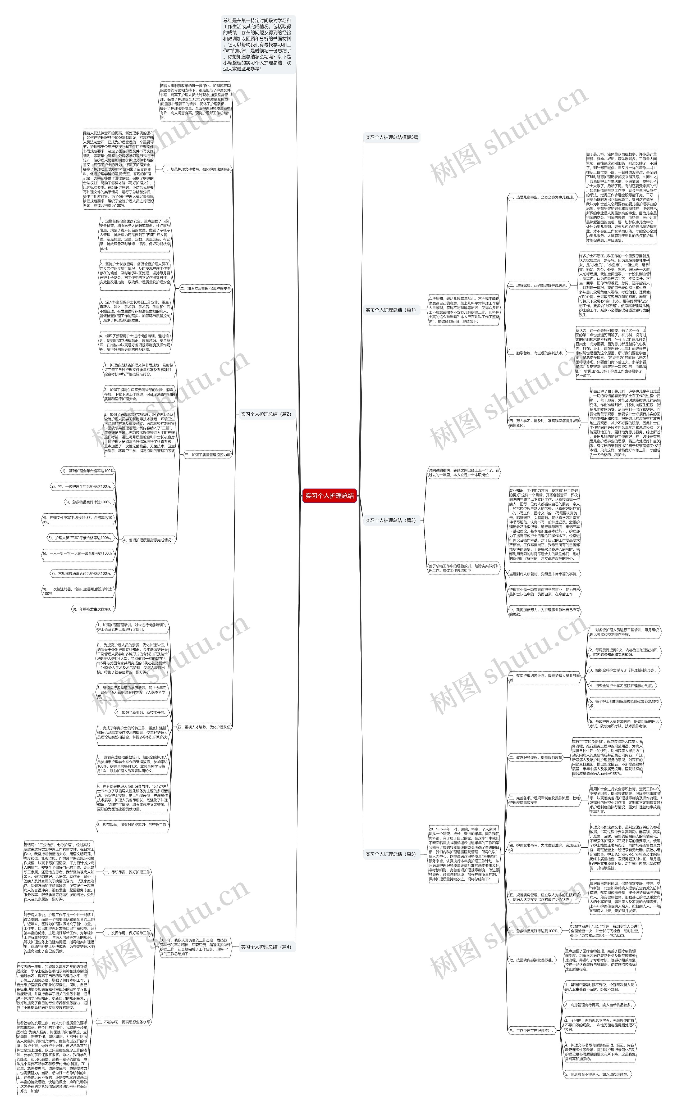 实习个人护理总结思维导图