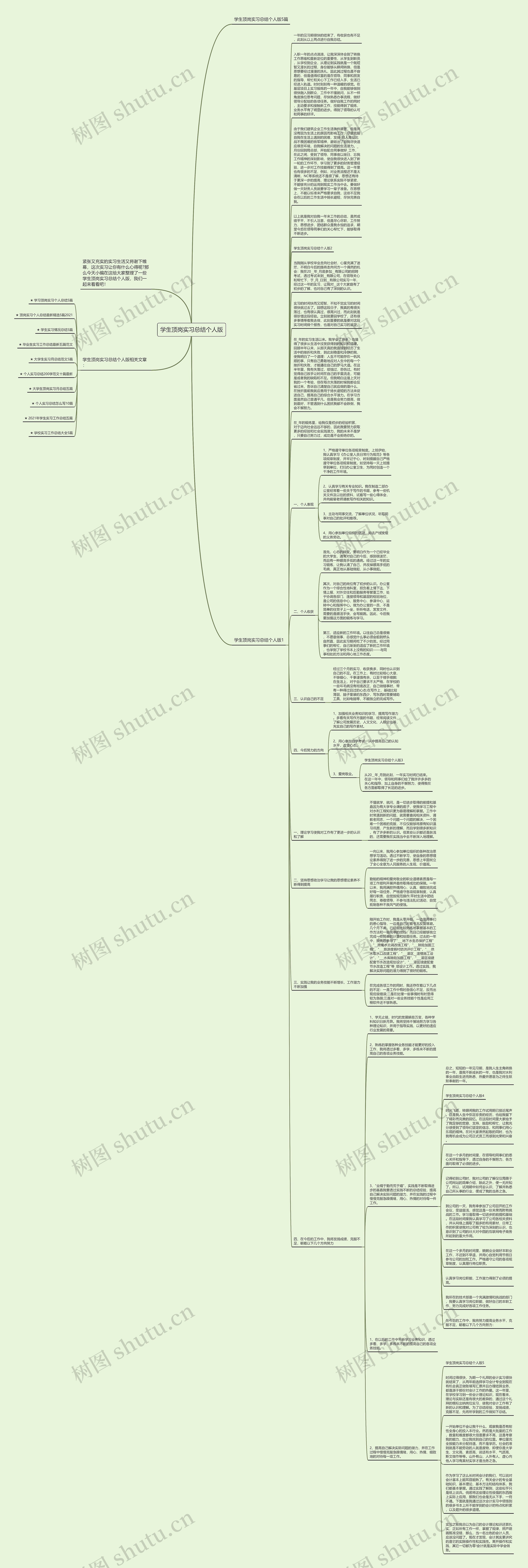 学生顶岗实习总结个人版思维导图