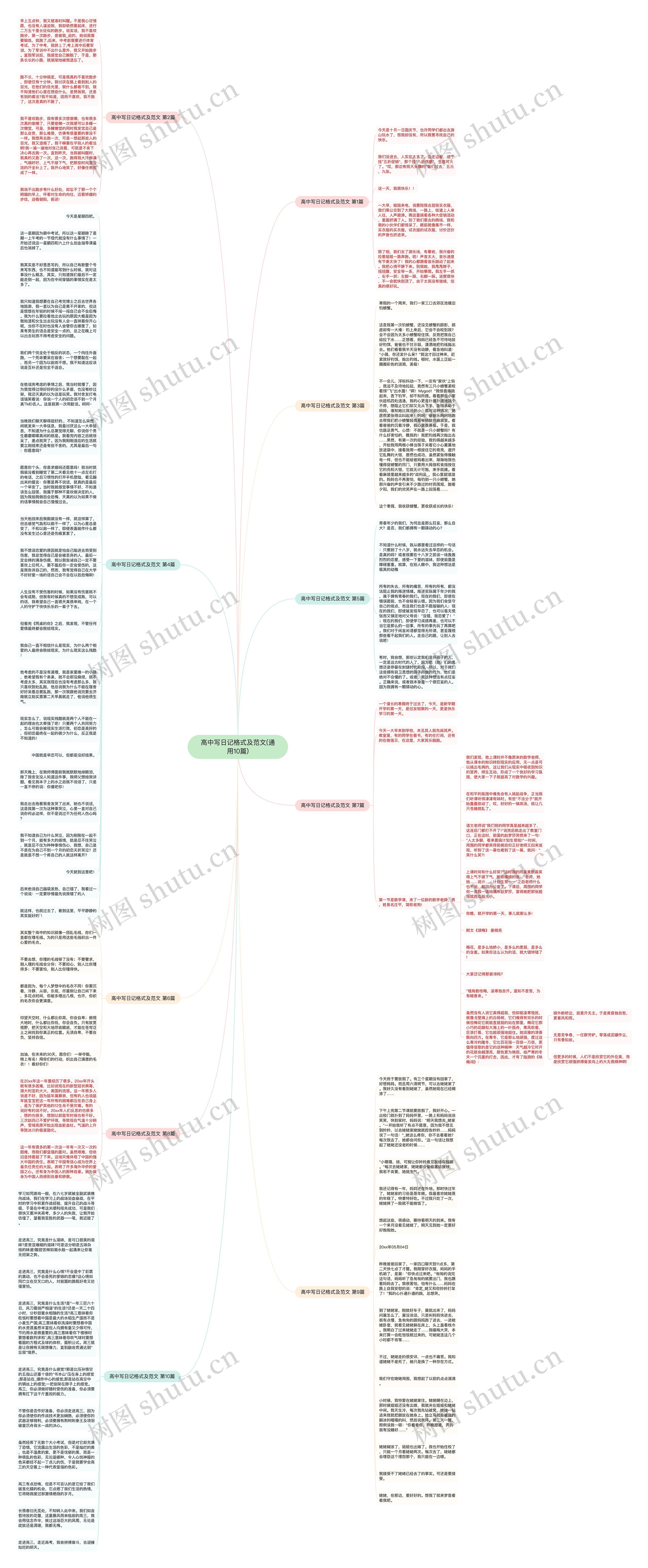 高中写日记格式及范文(通用10篇)思维导图