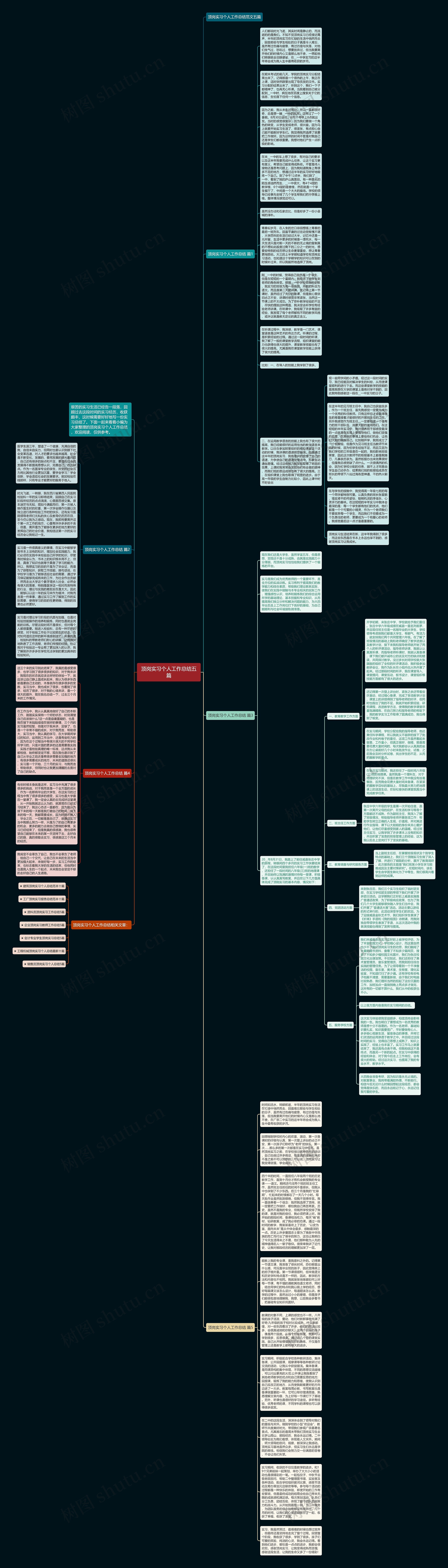 顶岗实习个人工作总结五篇思维导图