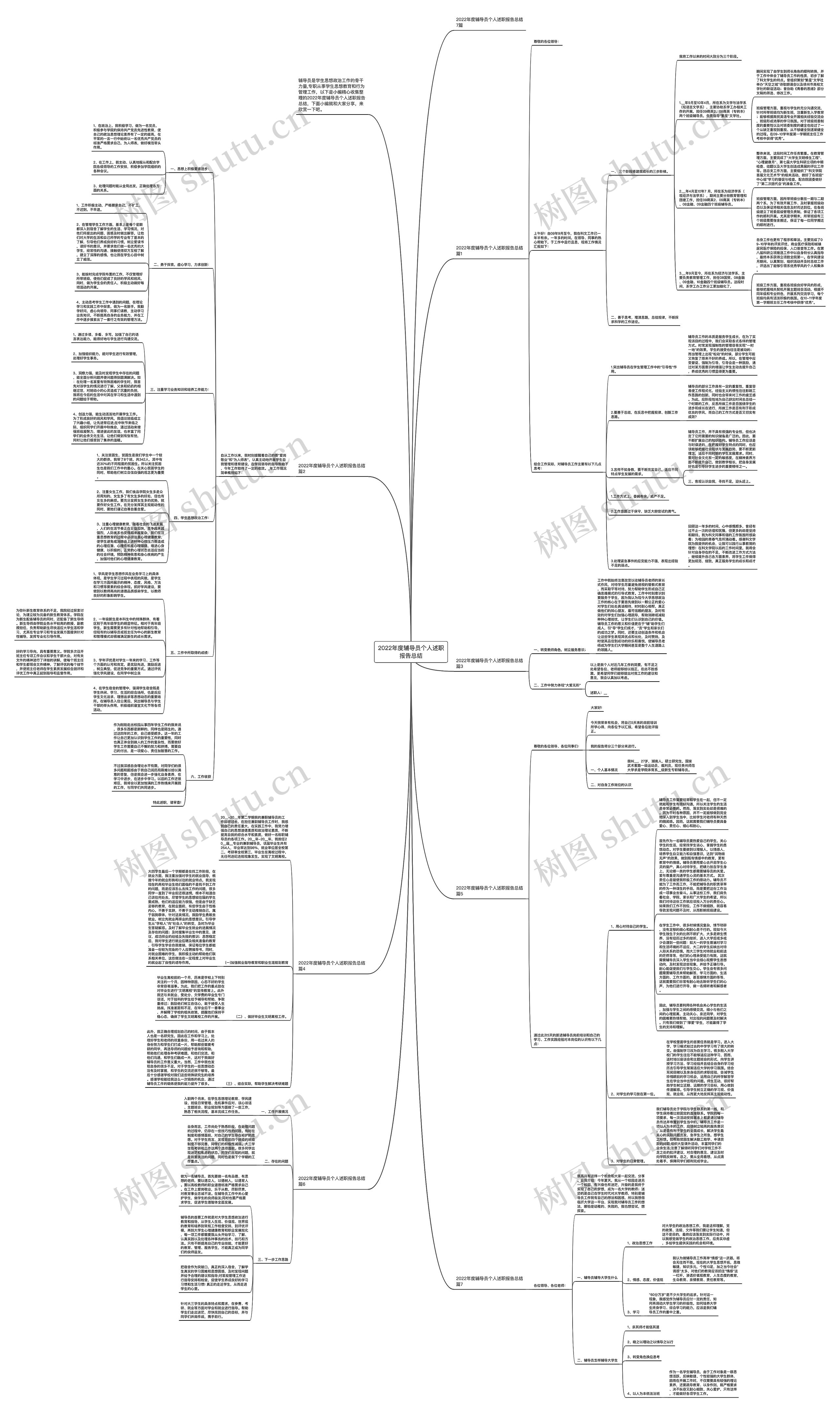 2022年度辅导员个人述职报告总结思维导图