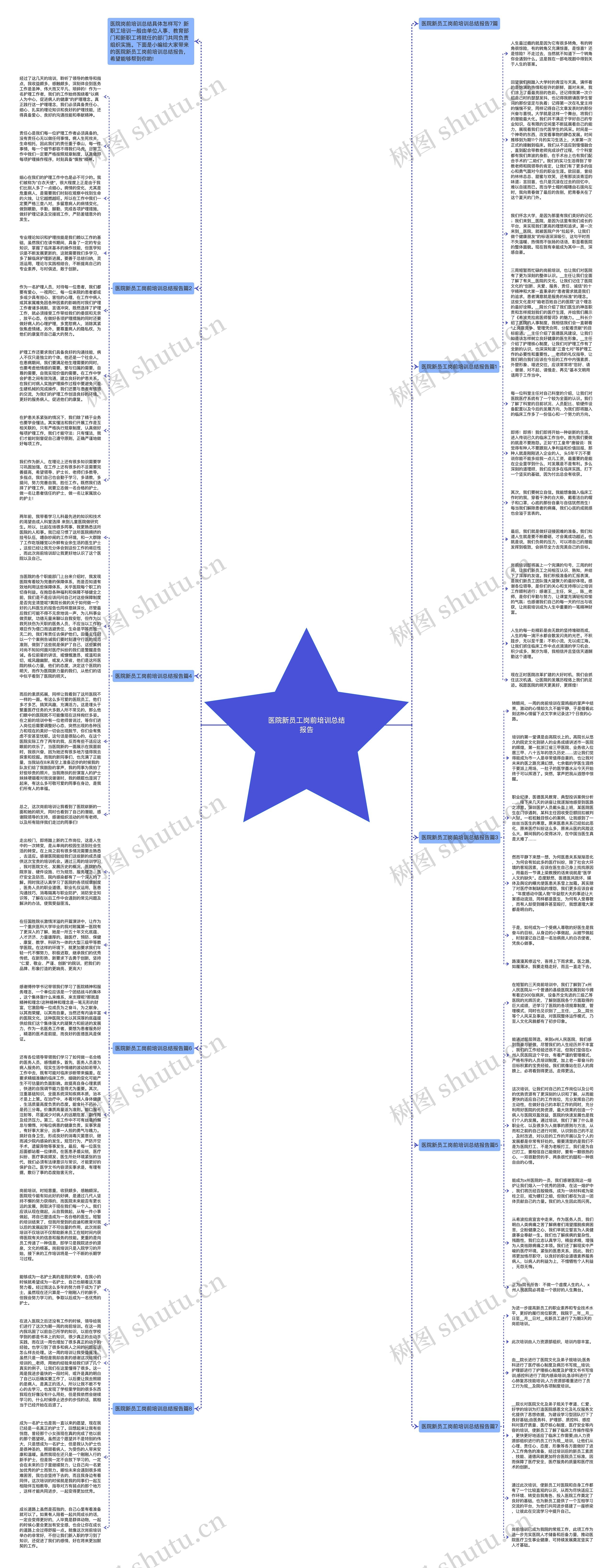 医院新员工岗前培训总结报告思维导图