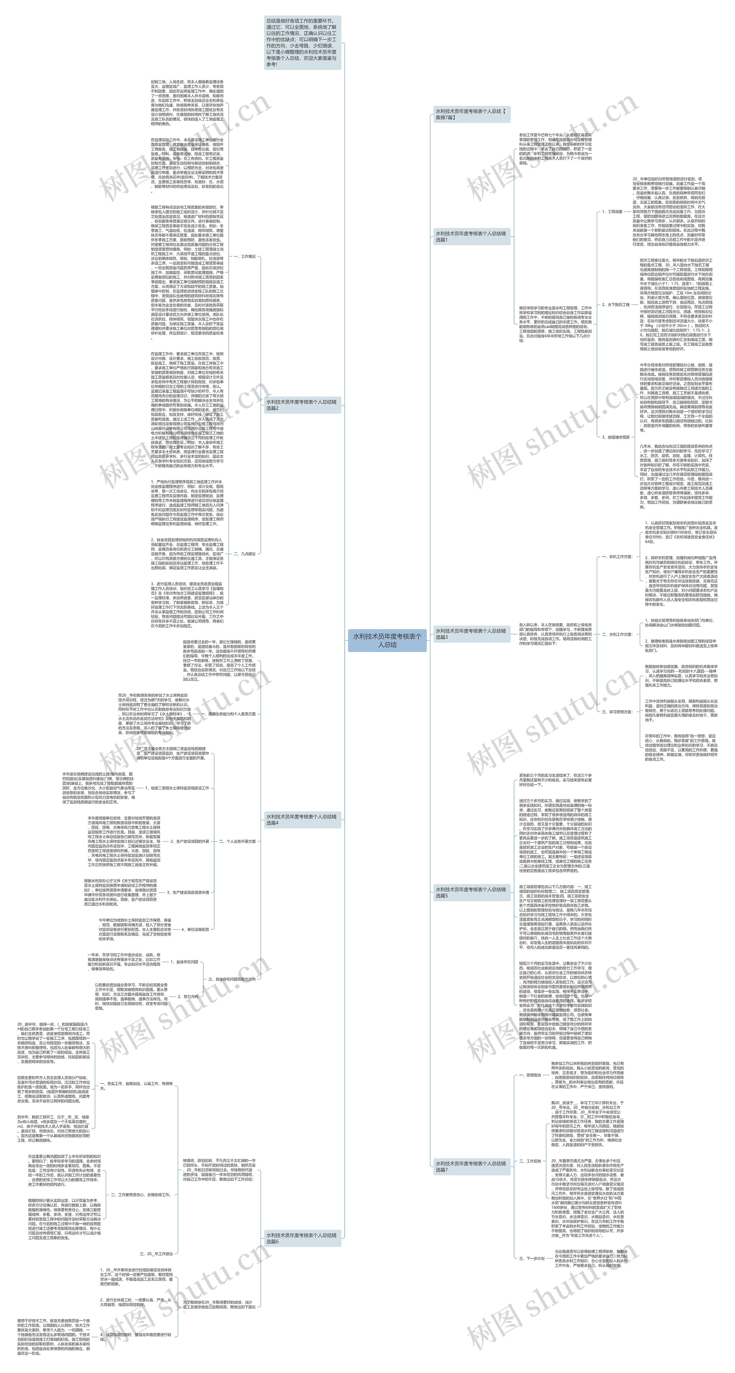 水利技术员年度考核表个人总结思维导图
