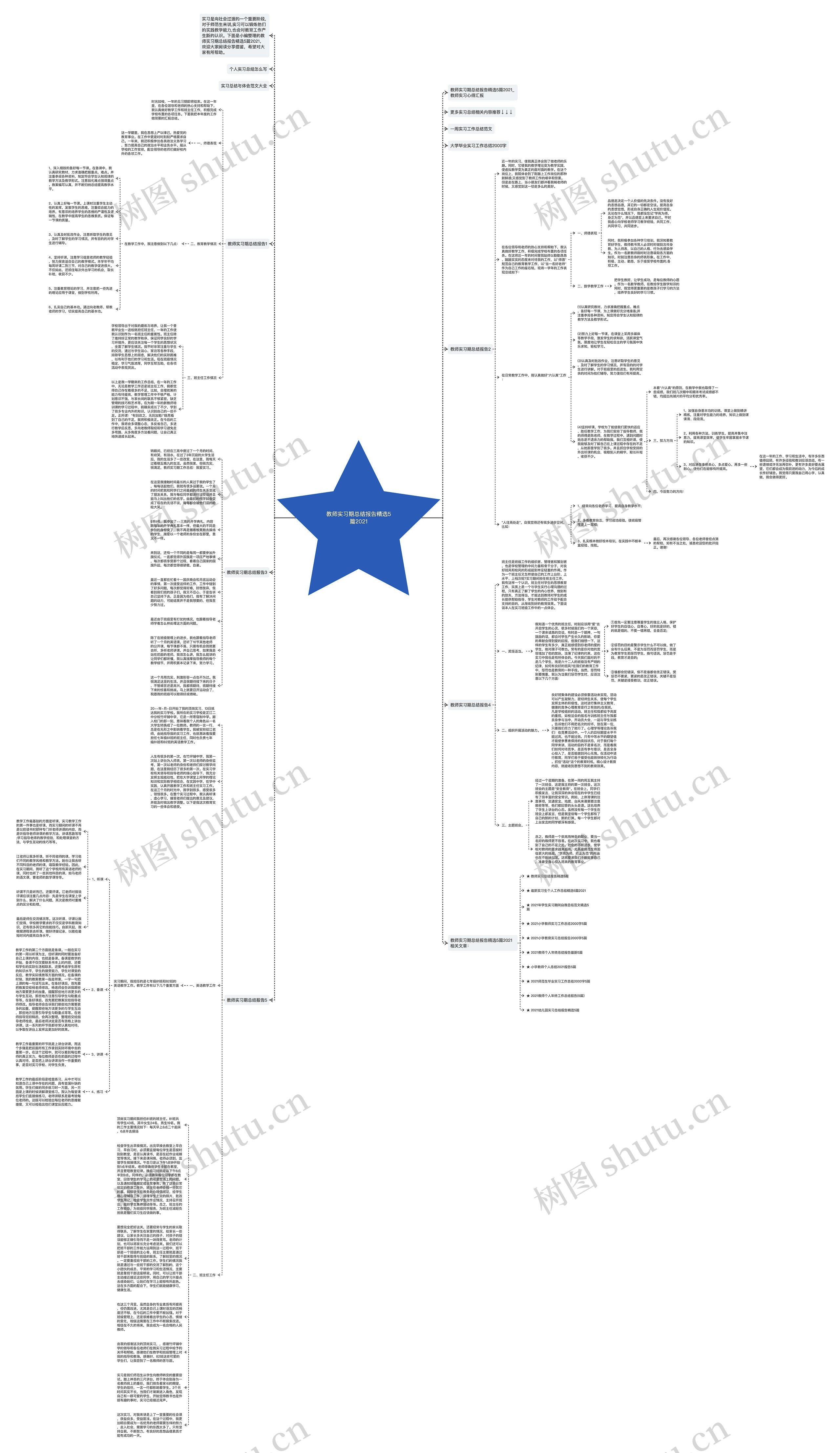 教师实习期总结报告精选5篇2021思维导图