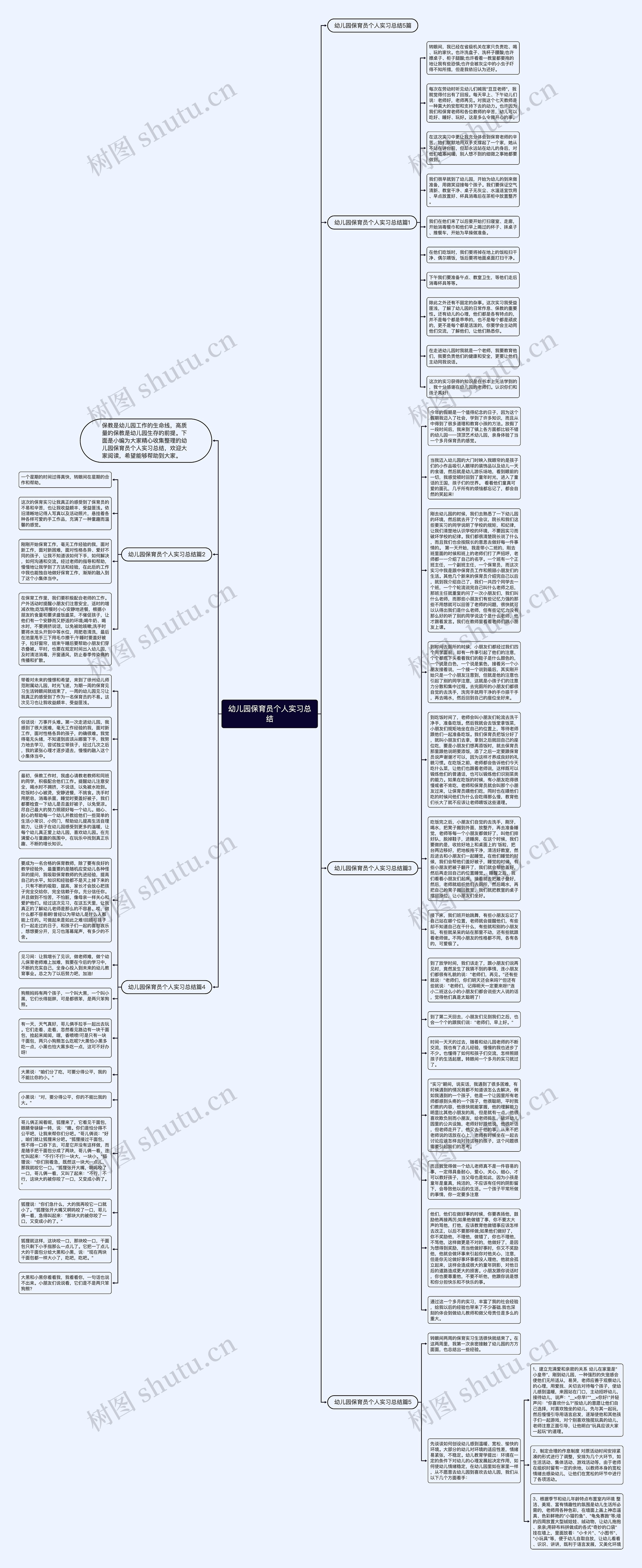 幼儿园保育员个人实习总结思维导图