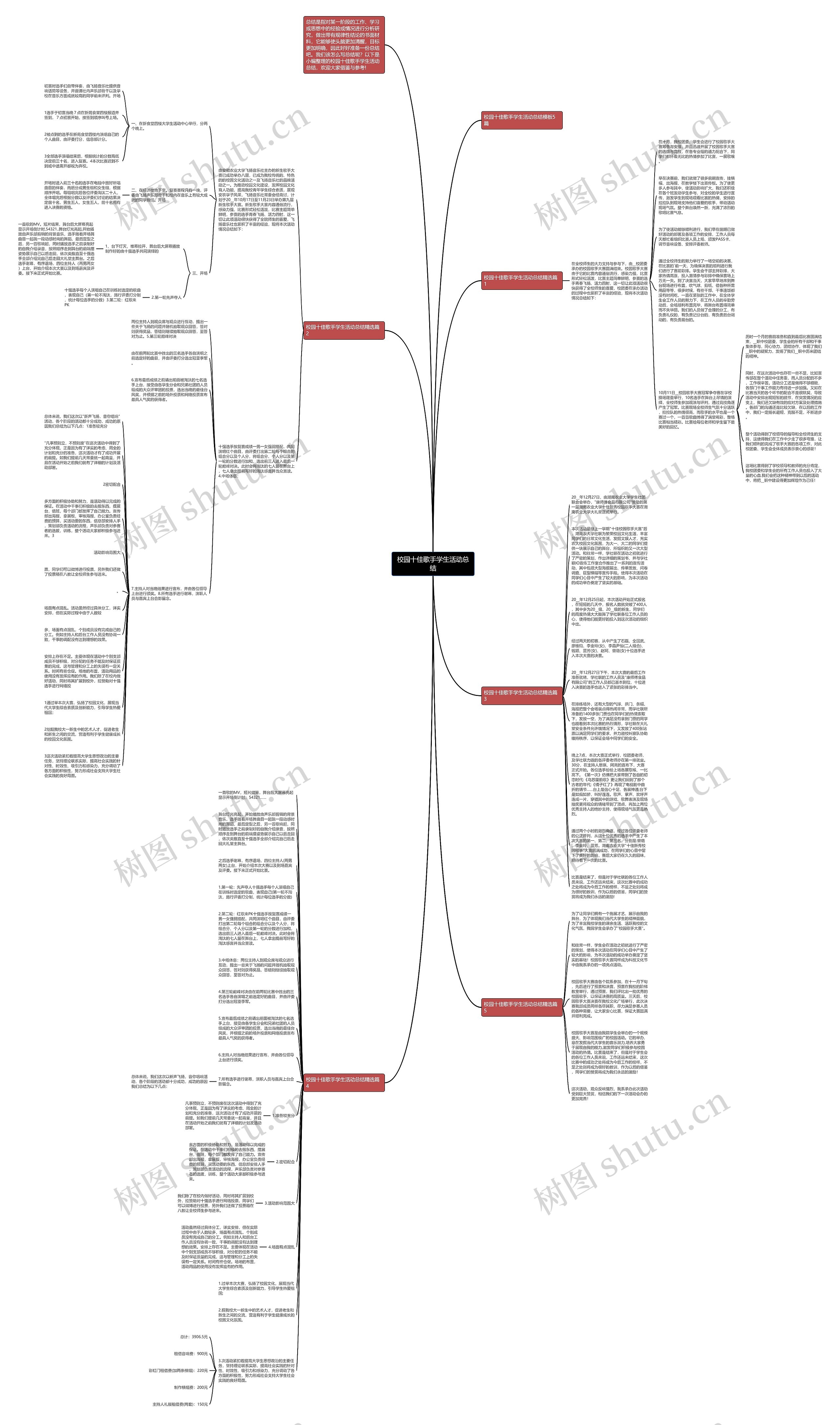 校园十佳歌手学生活动总结思维导图