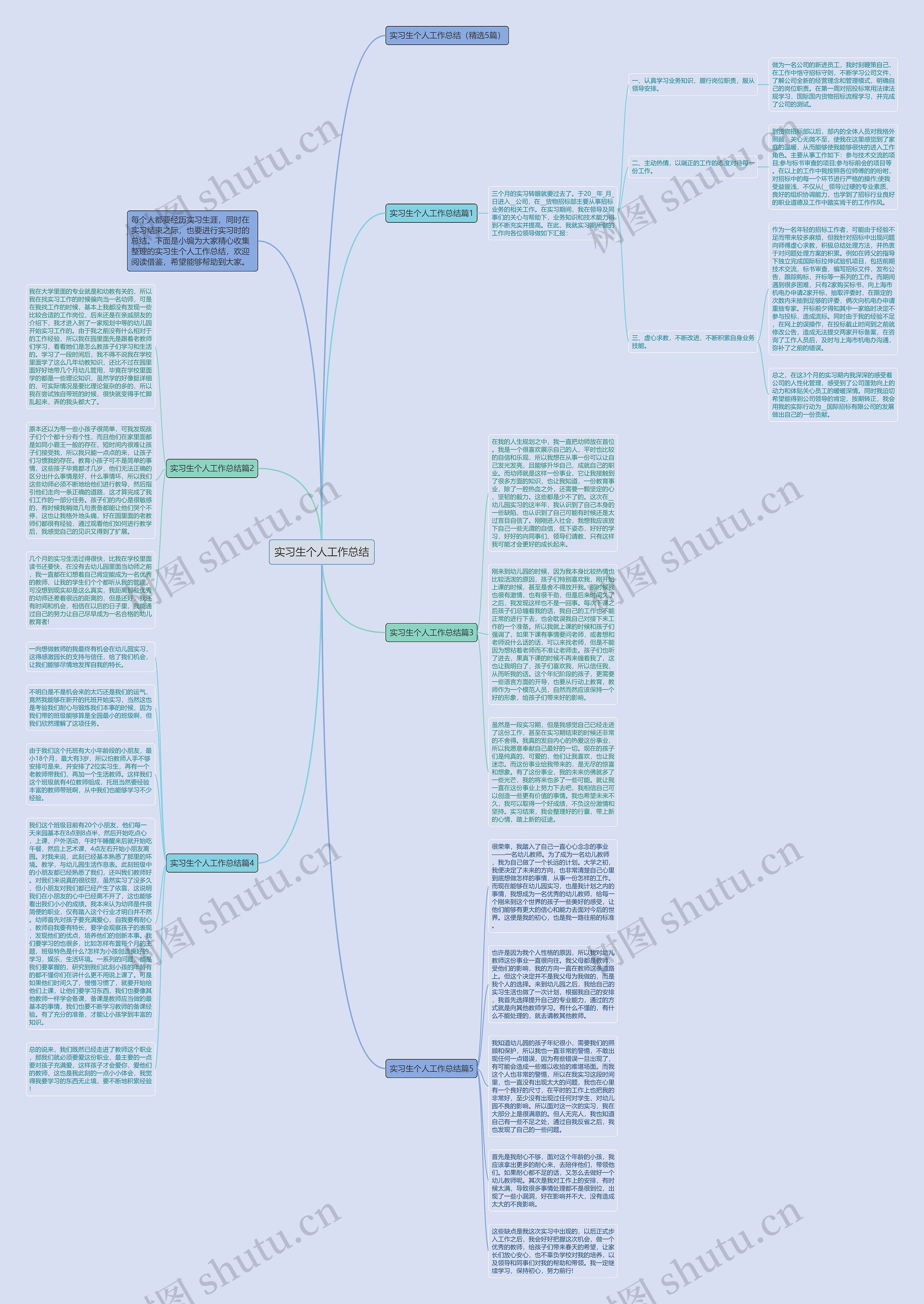 实习生个人工作总结思维导图