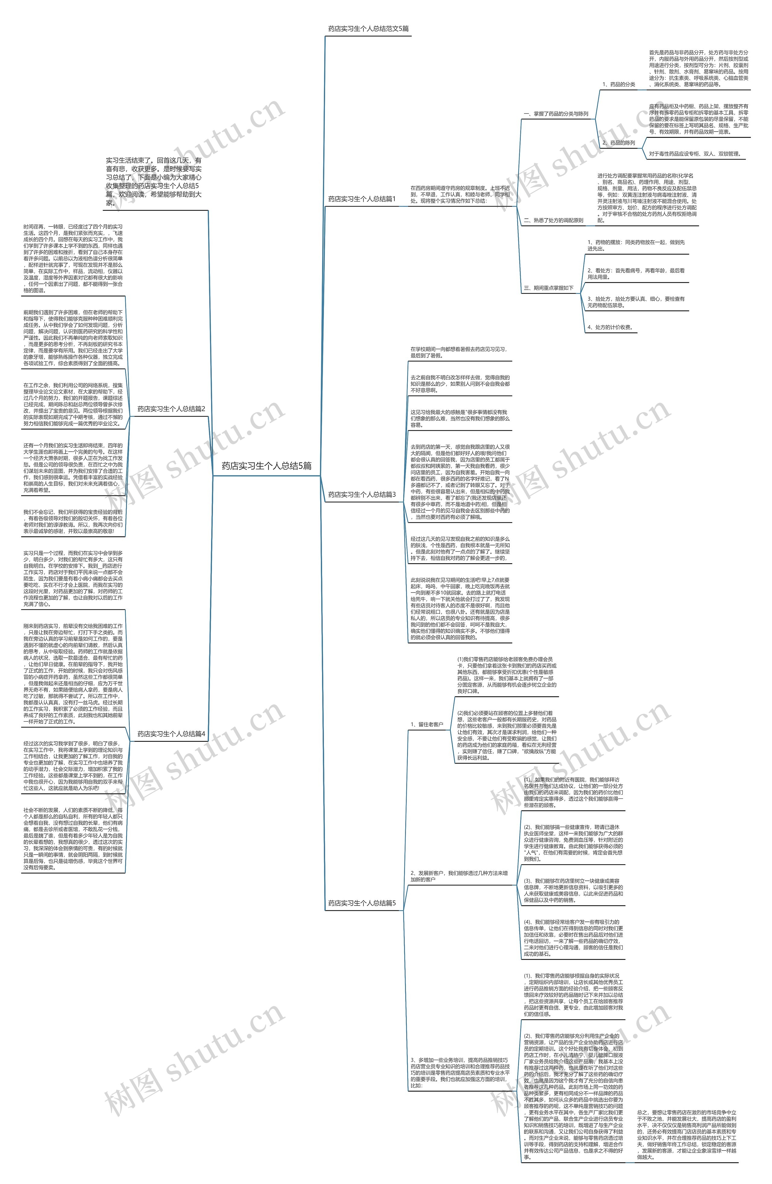 药店实习生个人总结5篇思维导图
