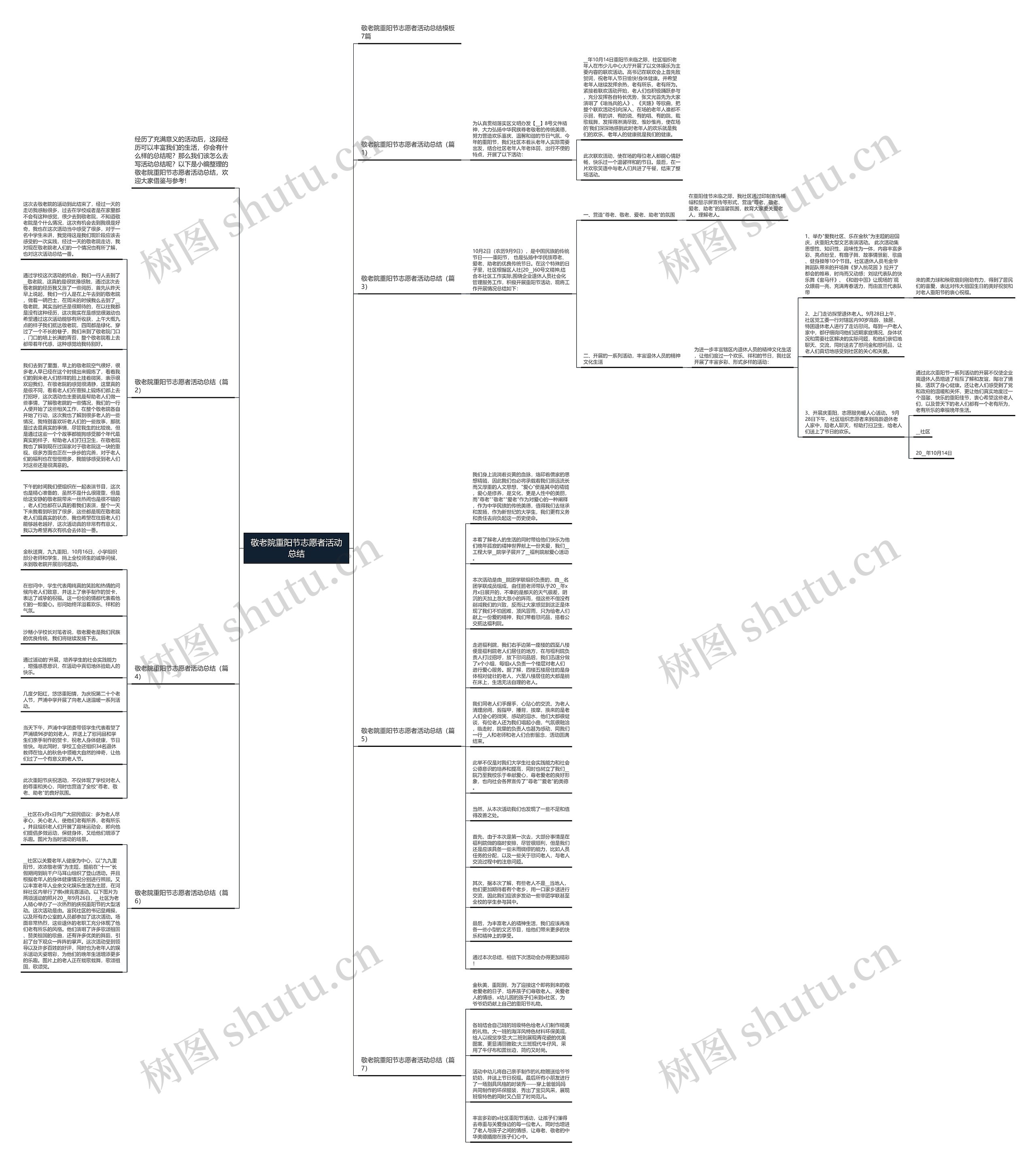 敬老院重阳节志愿者活动总结思维导图