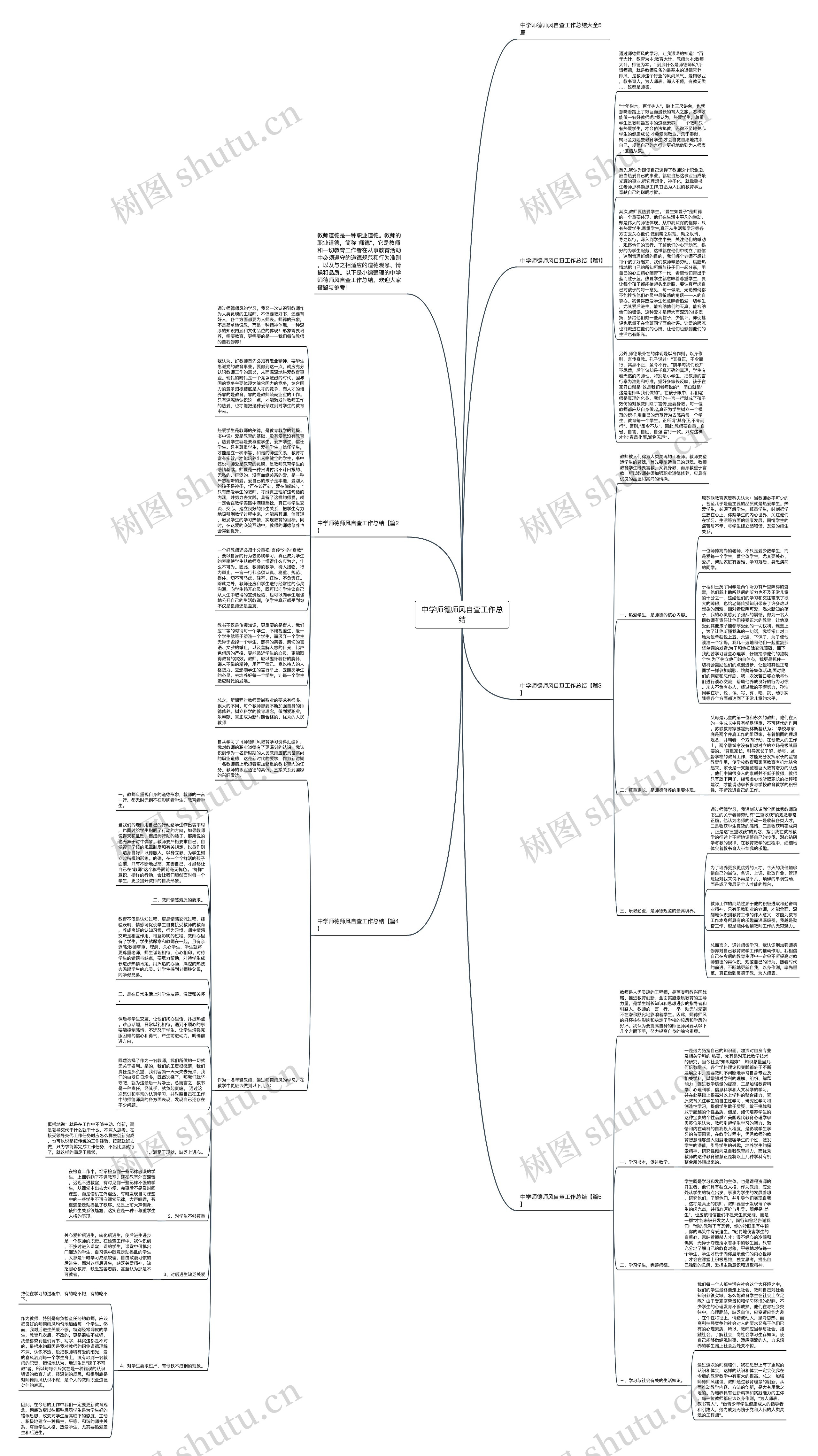 中学师德师风自查工作总结思维导图