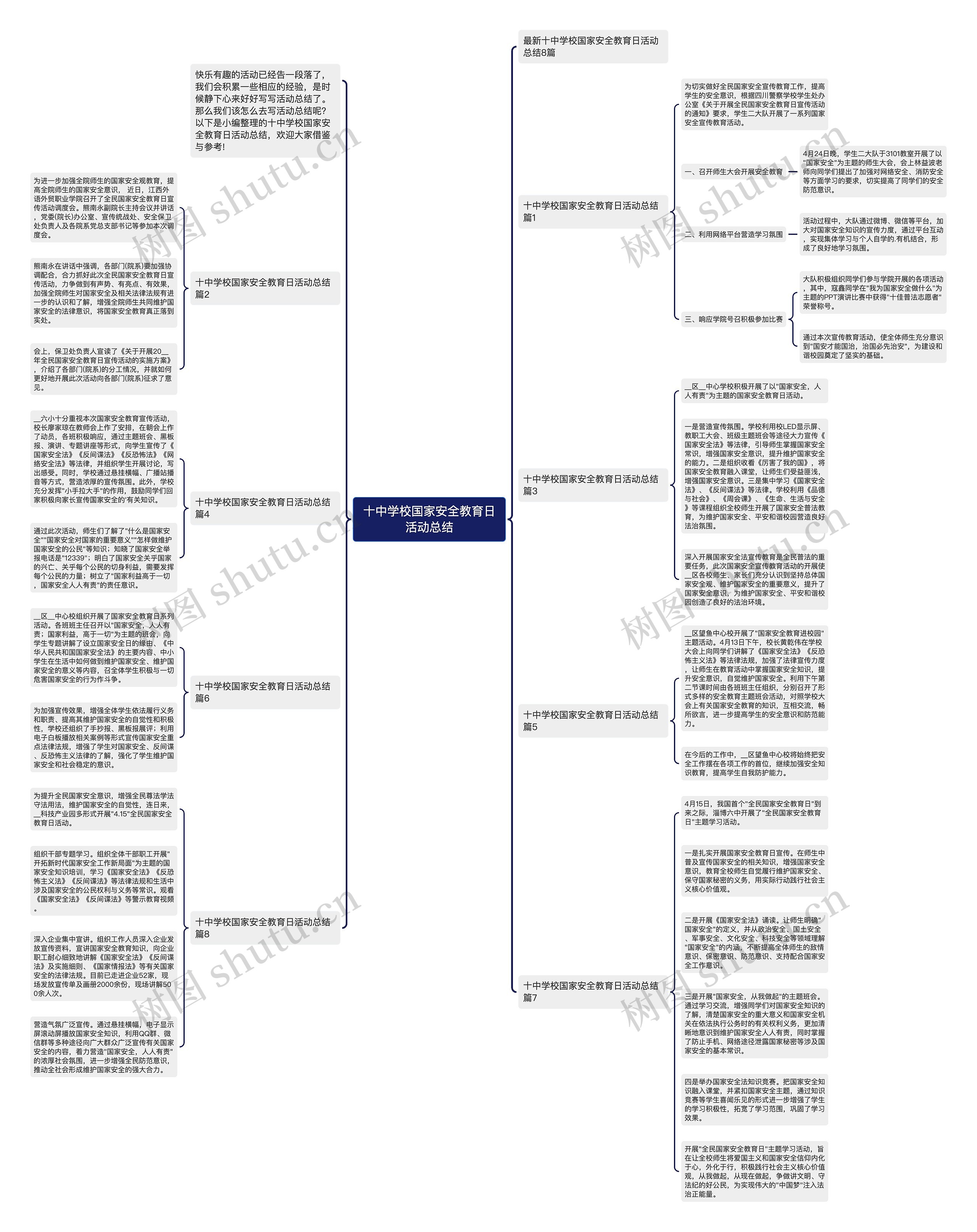 十中学校国家安全教育日活动总结思维导图