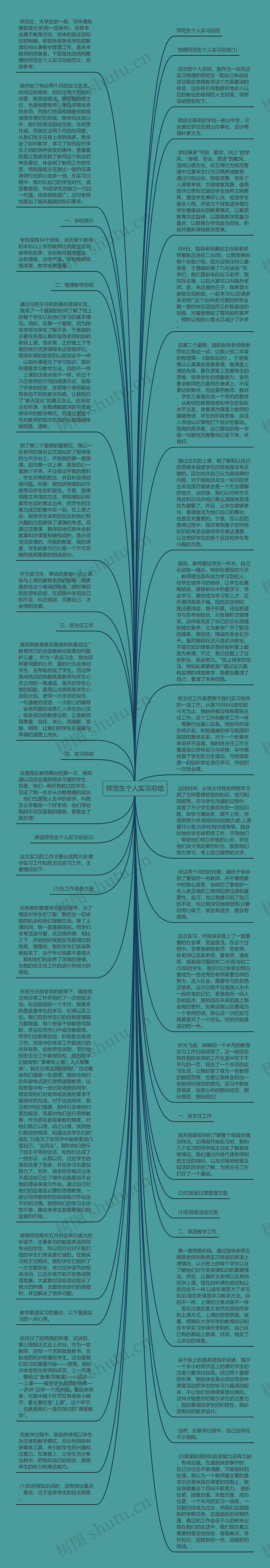 师范生个人实习总结思维导图高清图 师范生个人实习总结思维导图