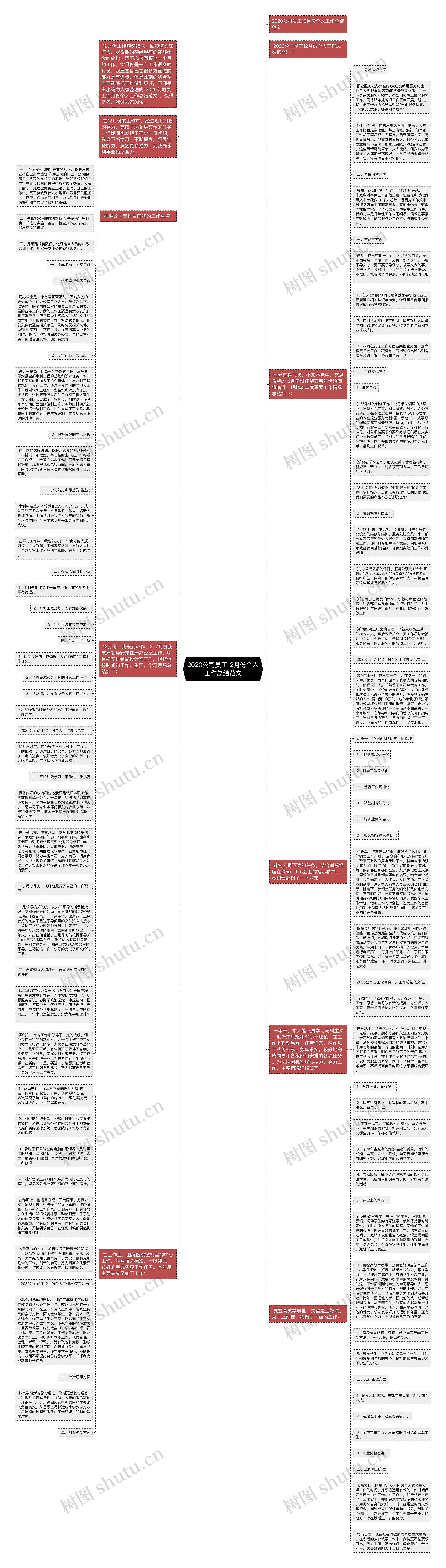 2020公司员工12月份个人工作总结范文思维导图