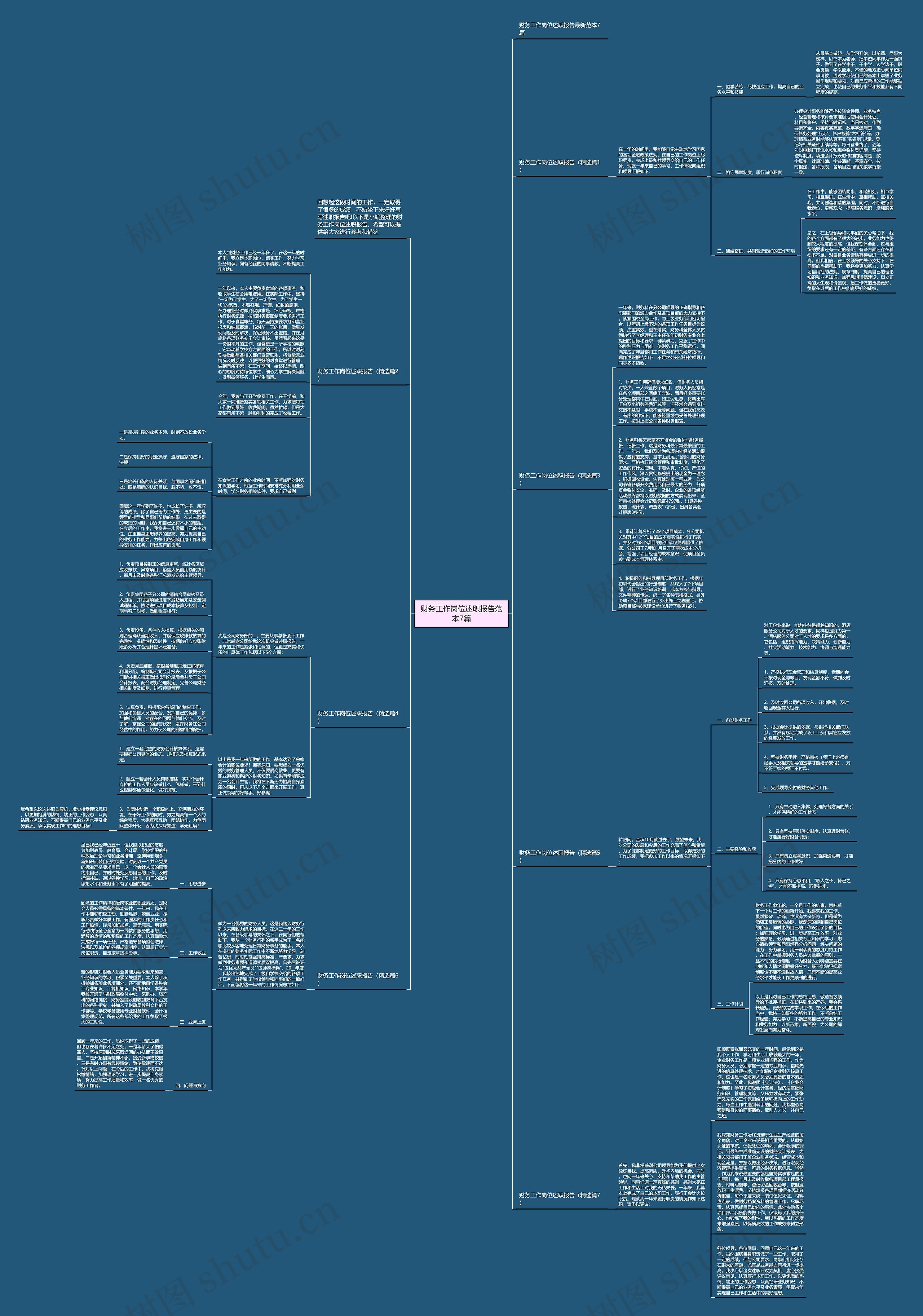 财务工作岗位述职报告范本7篇思维导图