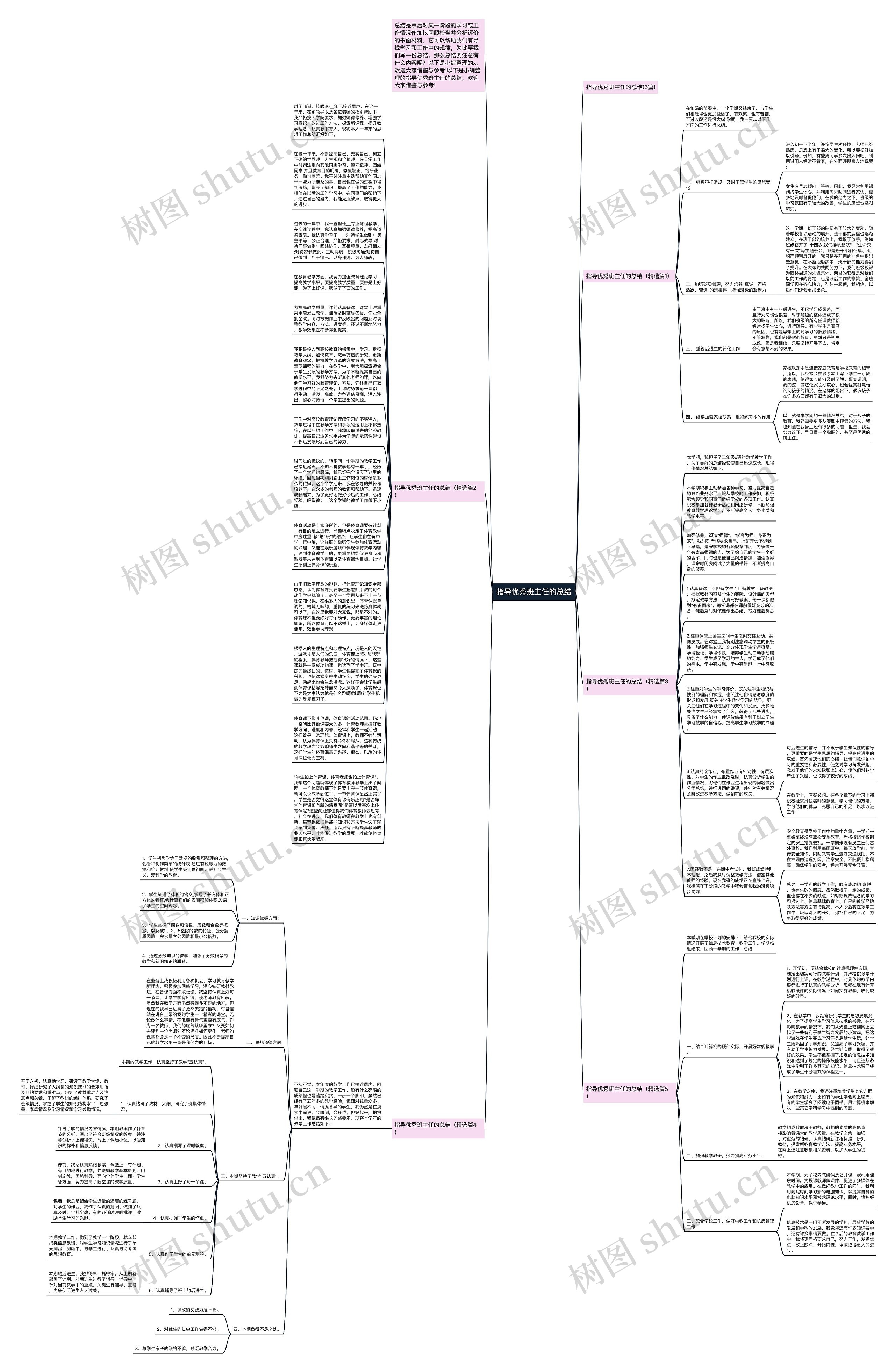指导优秀班主任的总结思维导图