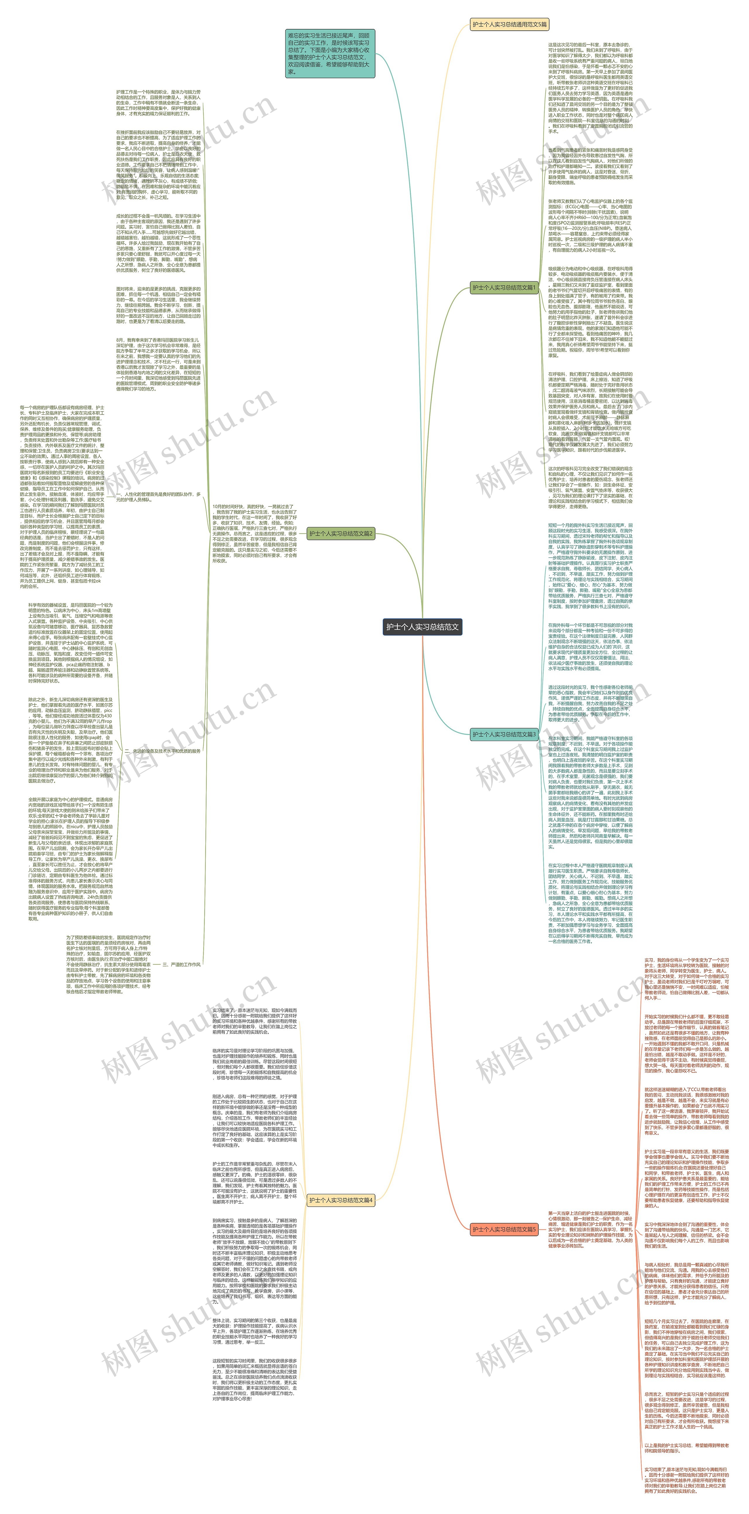 护士个人实习总结范文思维导图高清图 护士个人实习总结范文思维导图