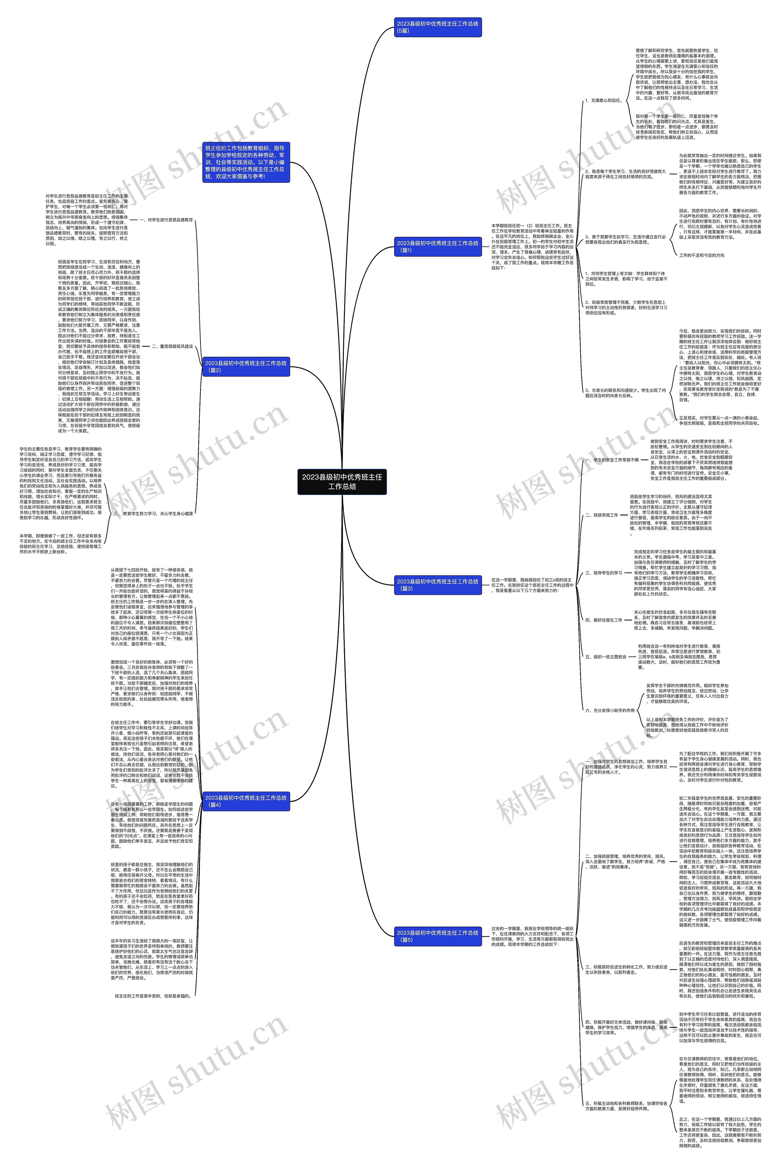 2023县级初中优秀班主任工作总结思维导图