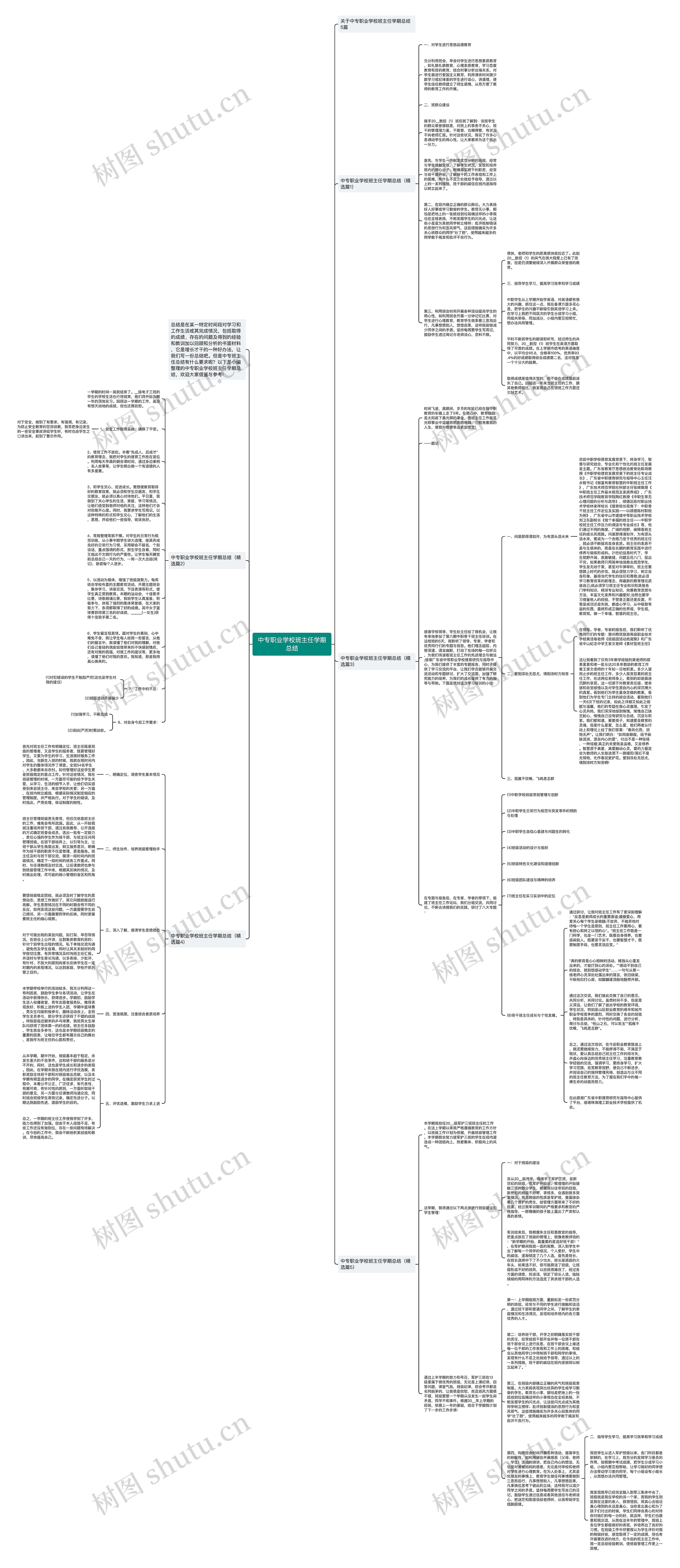 中专职业学校班主任学期总结思维导图