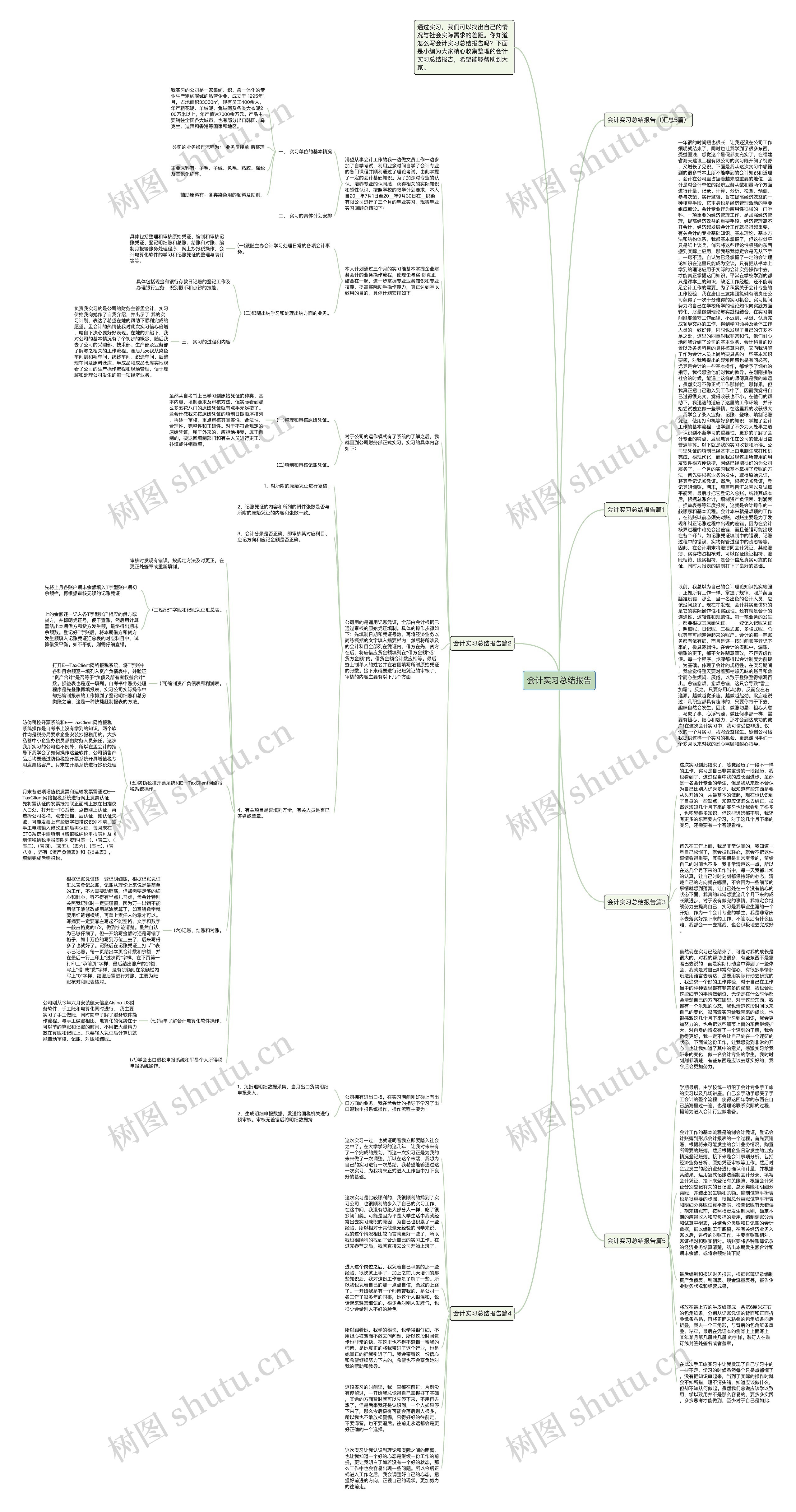 会计实习总结报告思维导图