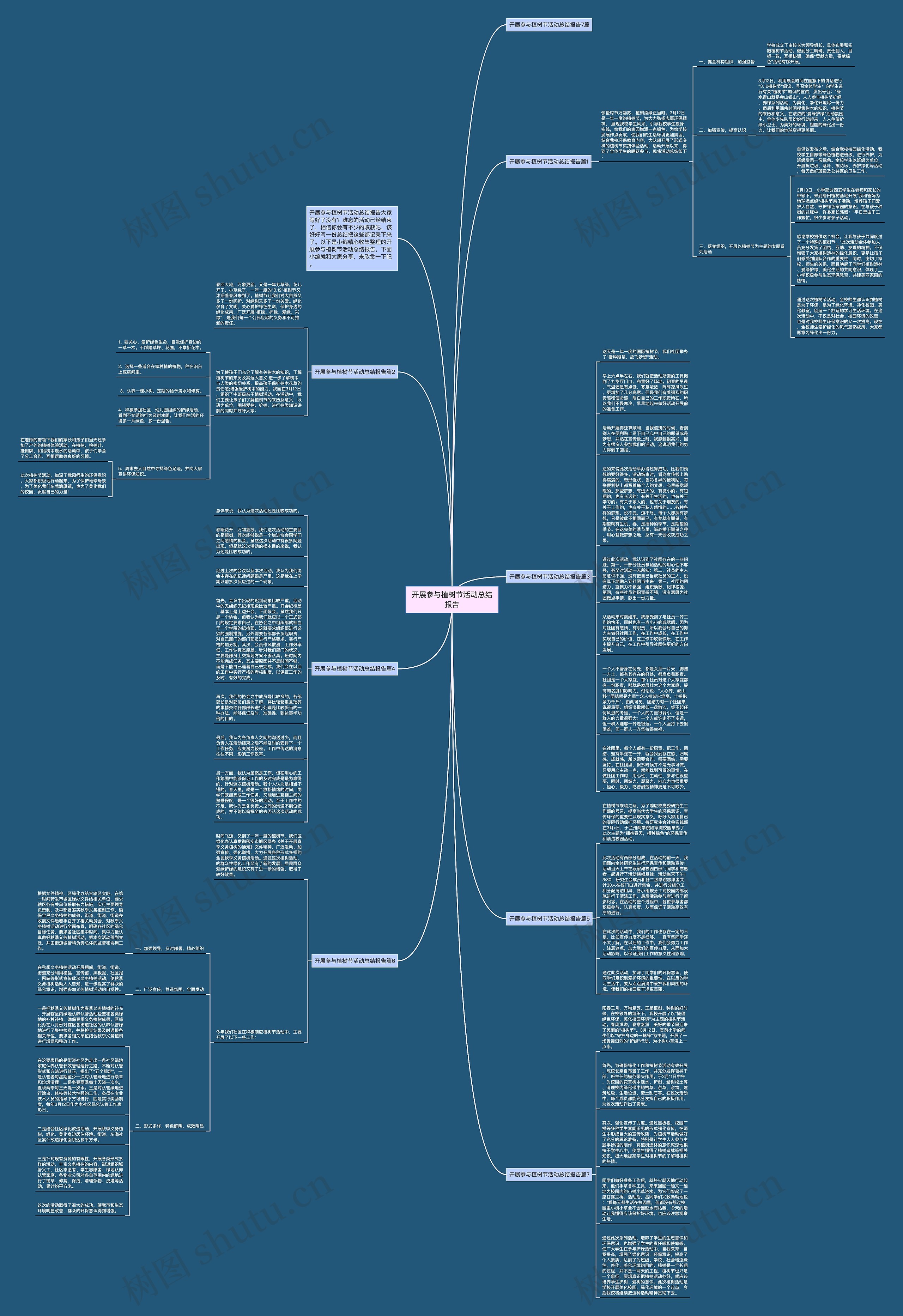 开展参与植树节活动总结报告思维导图